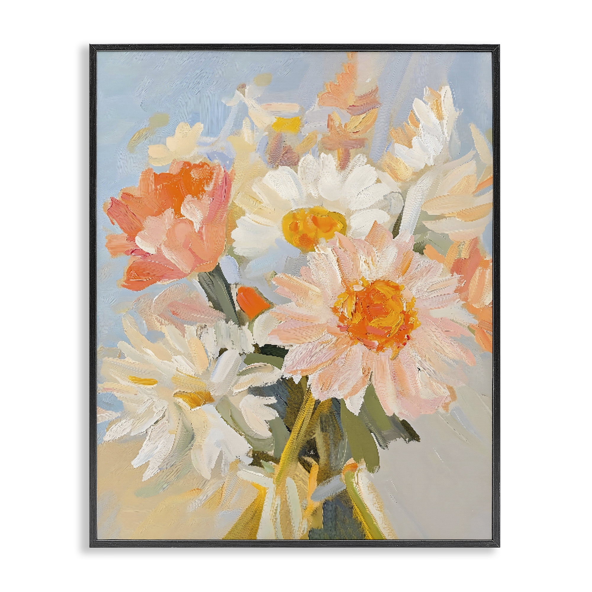 Stupell Industries Orange Spring Floral Bouquet Black Framed Giclee Art, design by The Prints Vibe