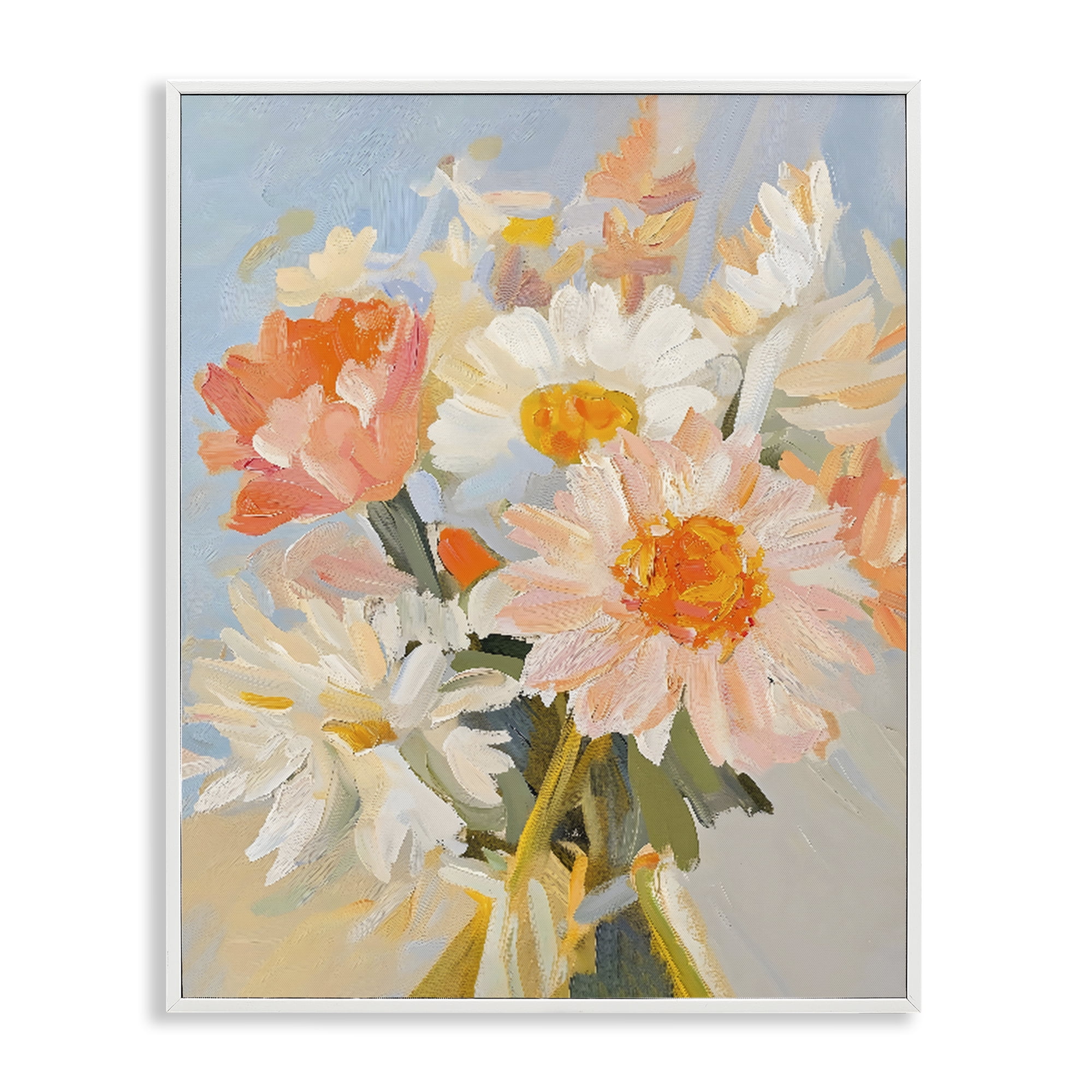Stupell Industries Orange Spring Floral Bouquet White Framed Giclee Art, design by The Prints Vibe