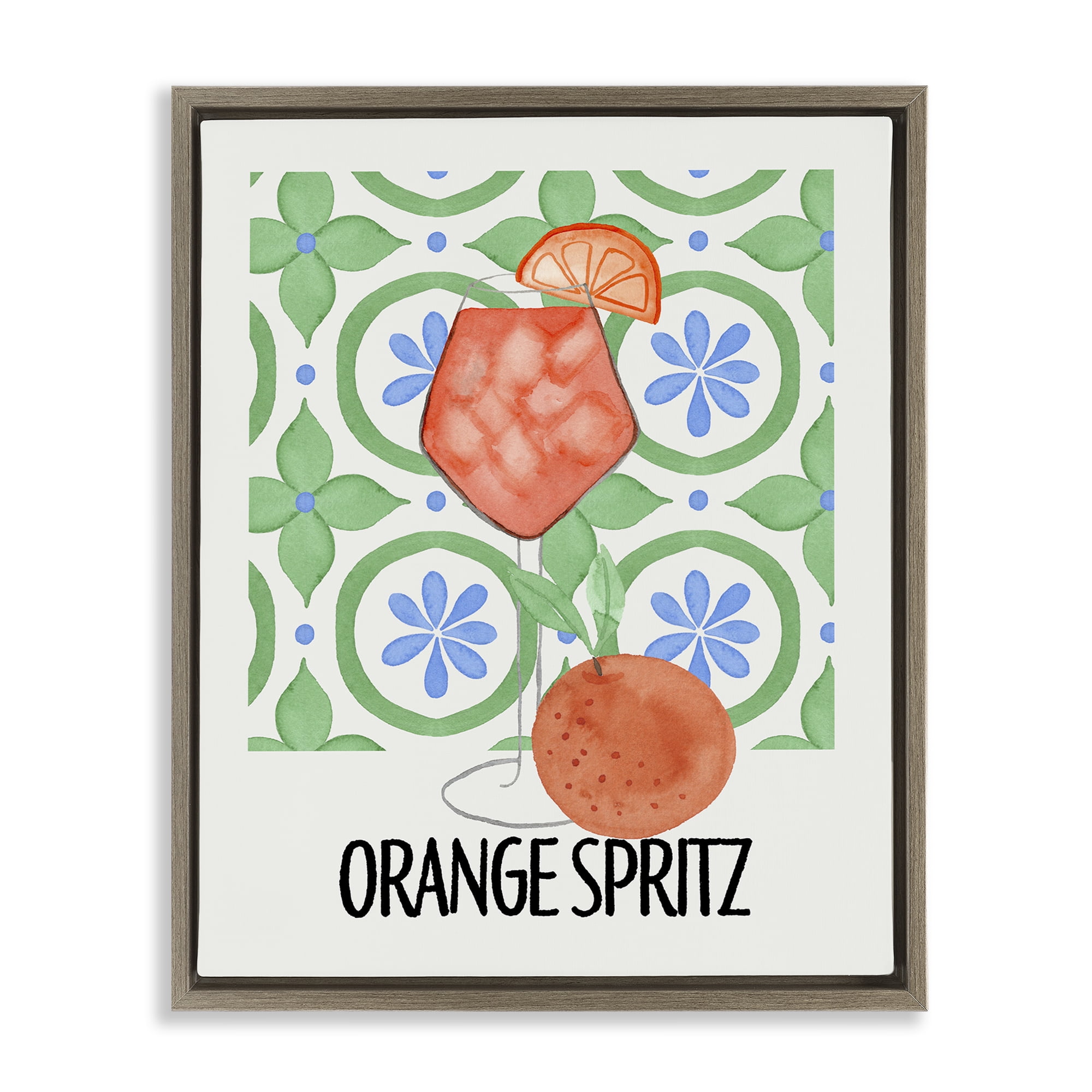 Stupell Industries Orange Spritz On My Mind Brown Framed Floater Canvas Wall Art, design by Nina Jacobs