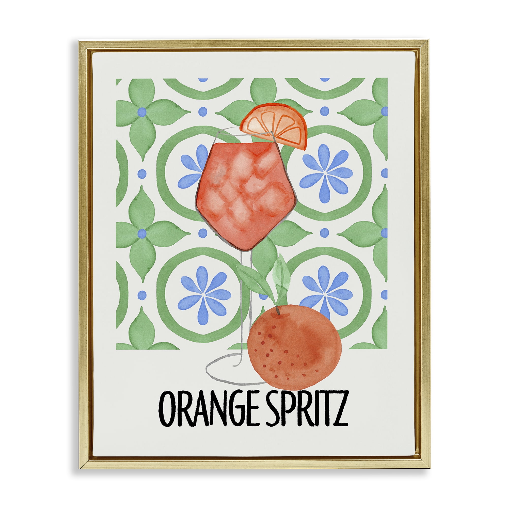 Stupell Industries Orange Spritz On My Mind Gold Framed Floater Canvas Wall Art, design by Nina Jacobs