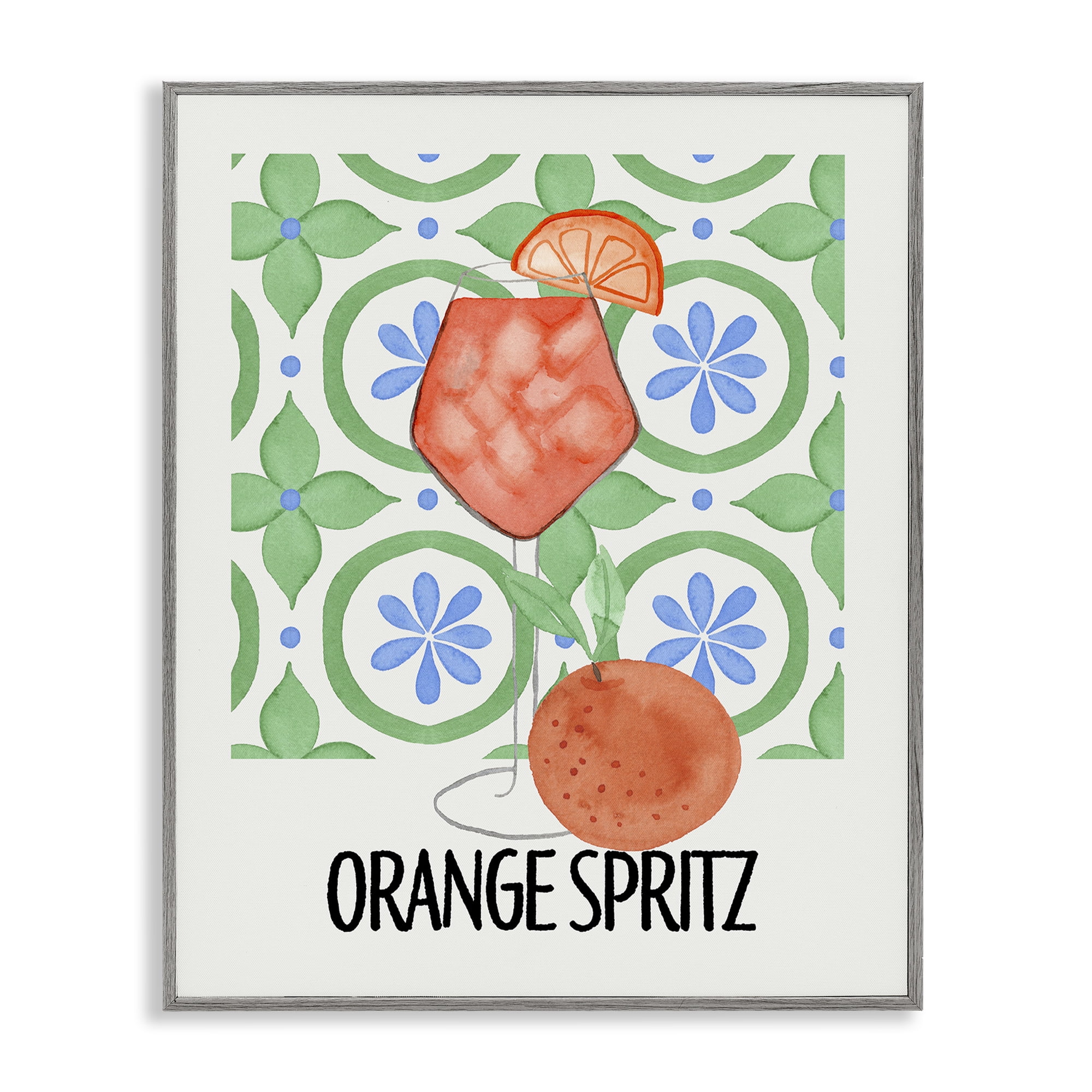 Stupell Industries Orange Spritz On My Mind Gray Framed Giclee Art, design by Nina Jacobs