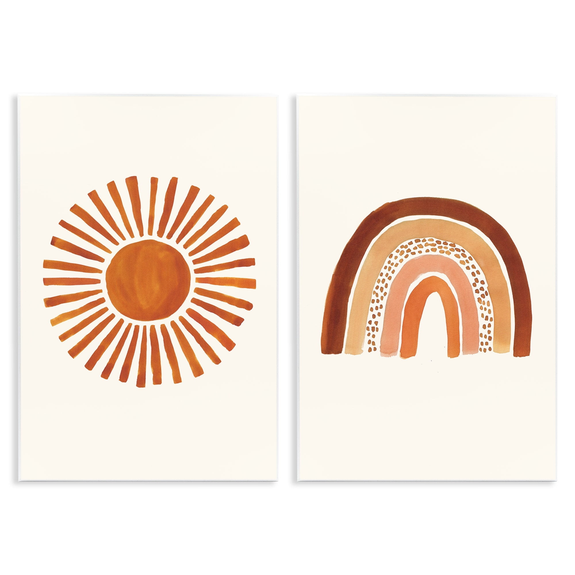 Stupell Industries Orange Sun Patterned Rainbow Boho Children's Drawing,10 x 15, Design by Heather McLaughlin