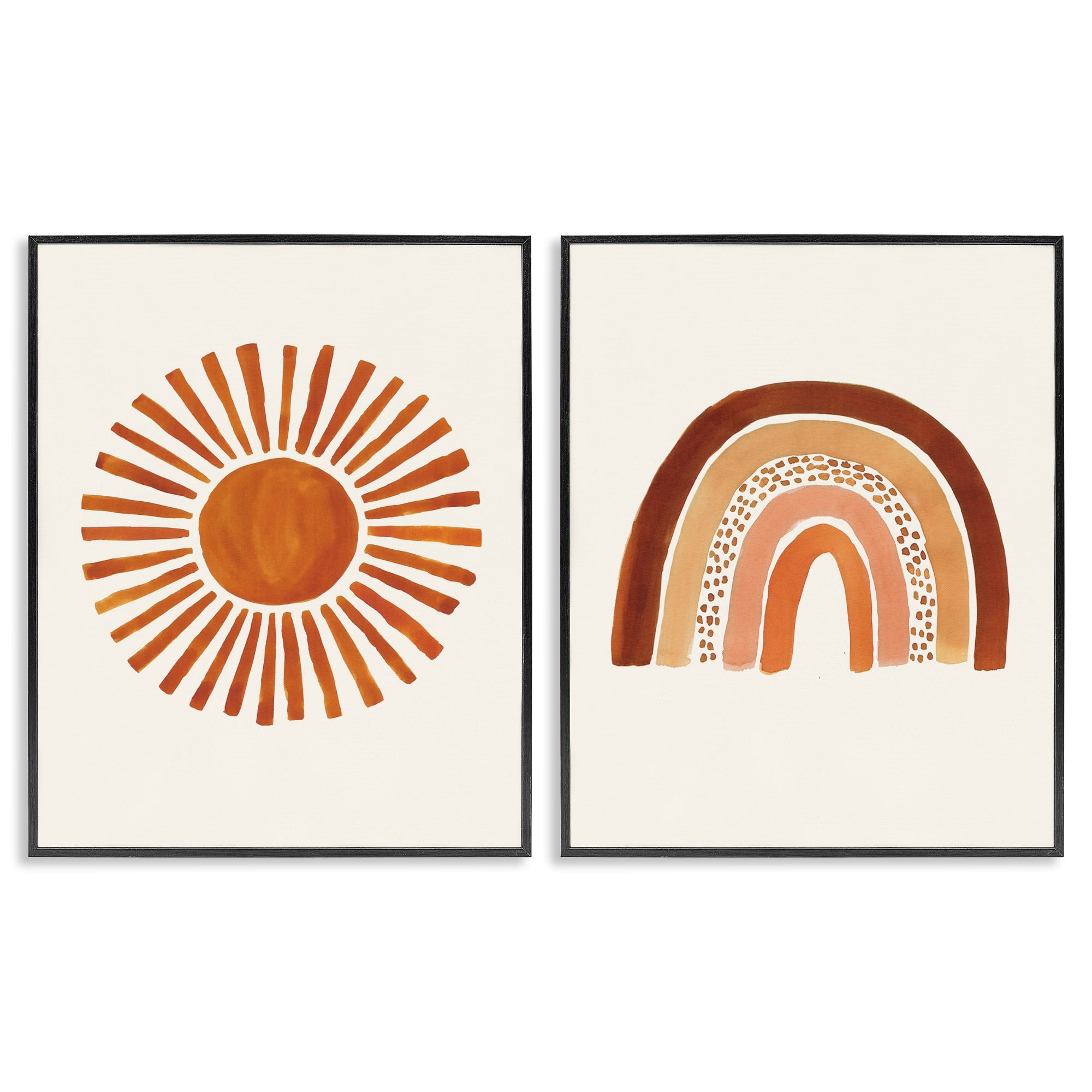 Stupell Industries Orange Sun Patterned Rainbow Boho Children's Drawing,11 x 14, Design by Heather McLaughlin