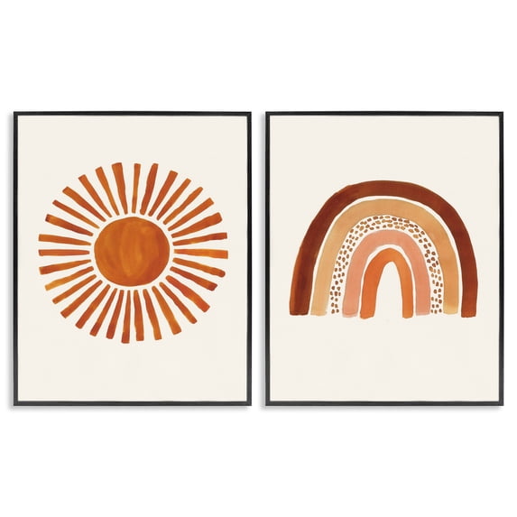 Stupell Industries Orange Sun Patterned Rainbow Boho Children's Drawing,11 x 14, Design by Heather McLaughlin