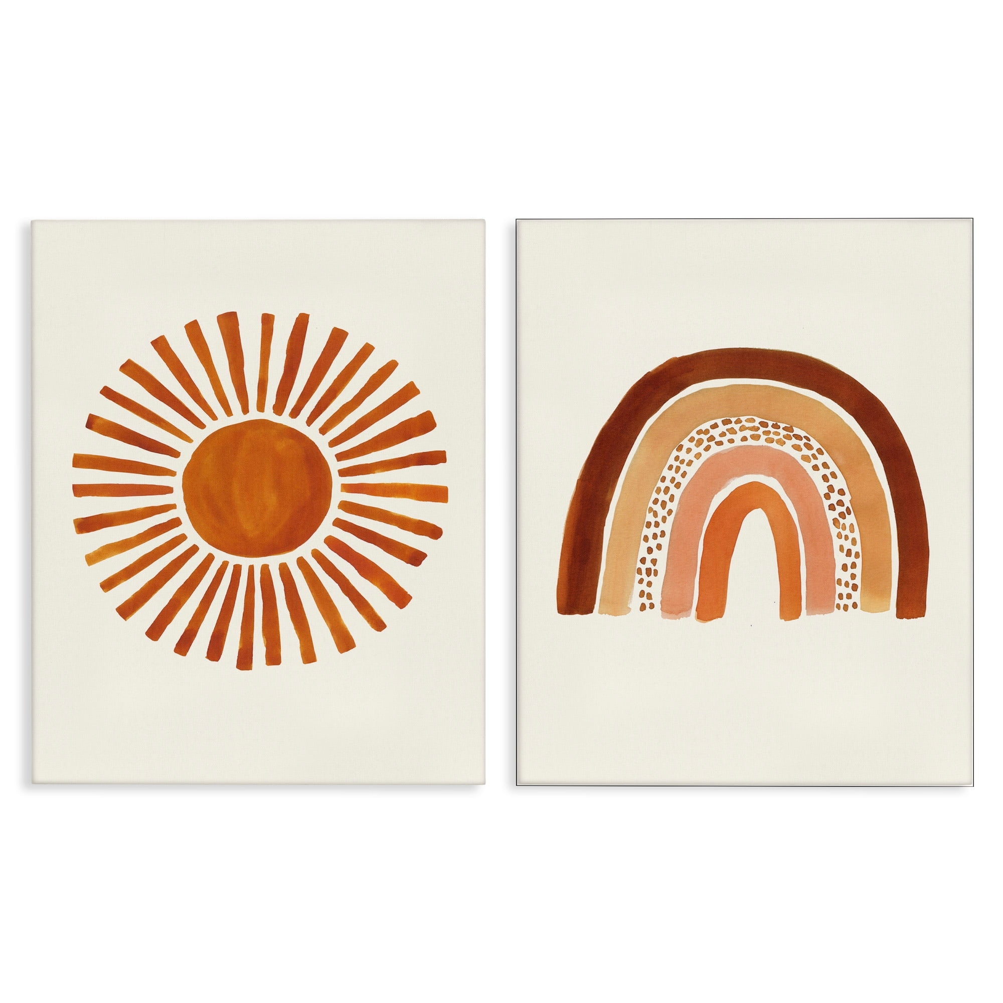 Stupell Industries Orange Sun Patterned Rainbow Boho Children's Drawing,24 x 30, Design by Heather McLaughlin