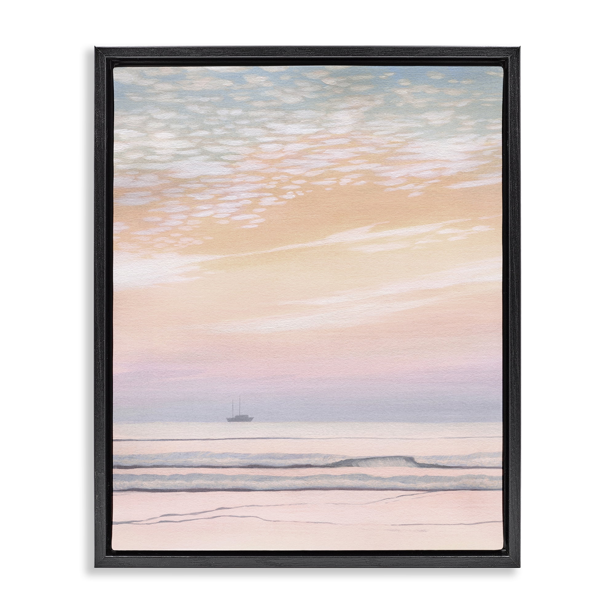 Stupell Industries Orange Sunrise & Boat Nautical & Beach Painting ...