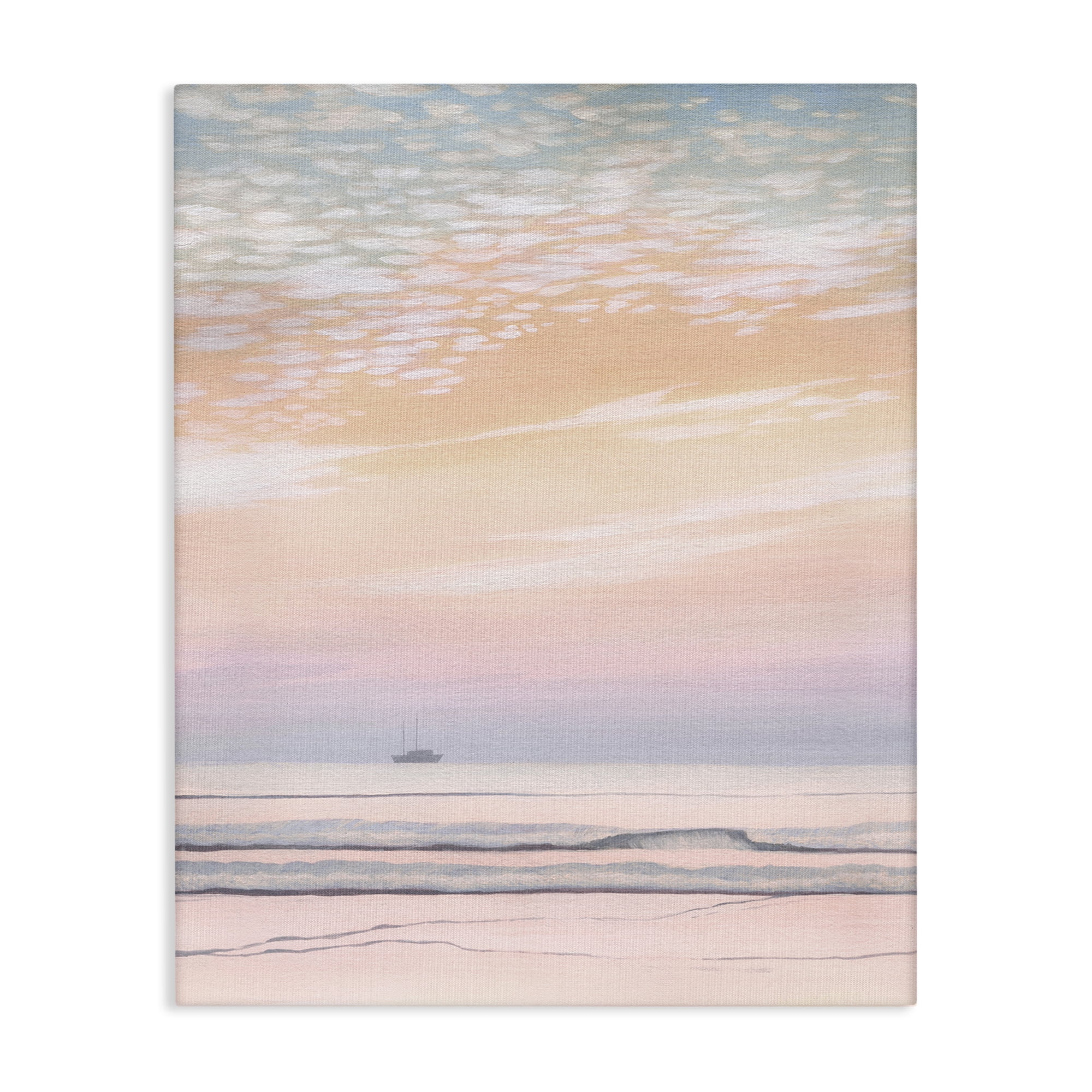 Stupell Industries Orange Sunrise & Boat Nautical & Beach Painting Wrapped Canvas Art Print Wall Art, 24 x 30