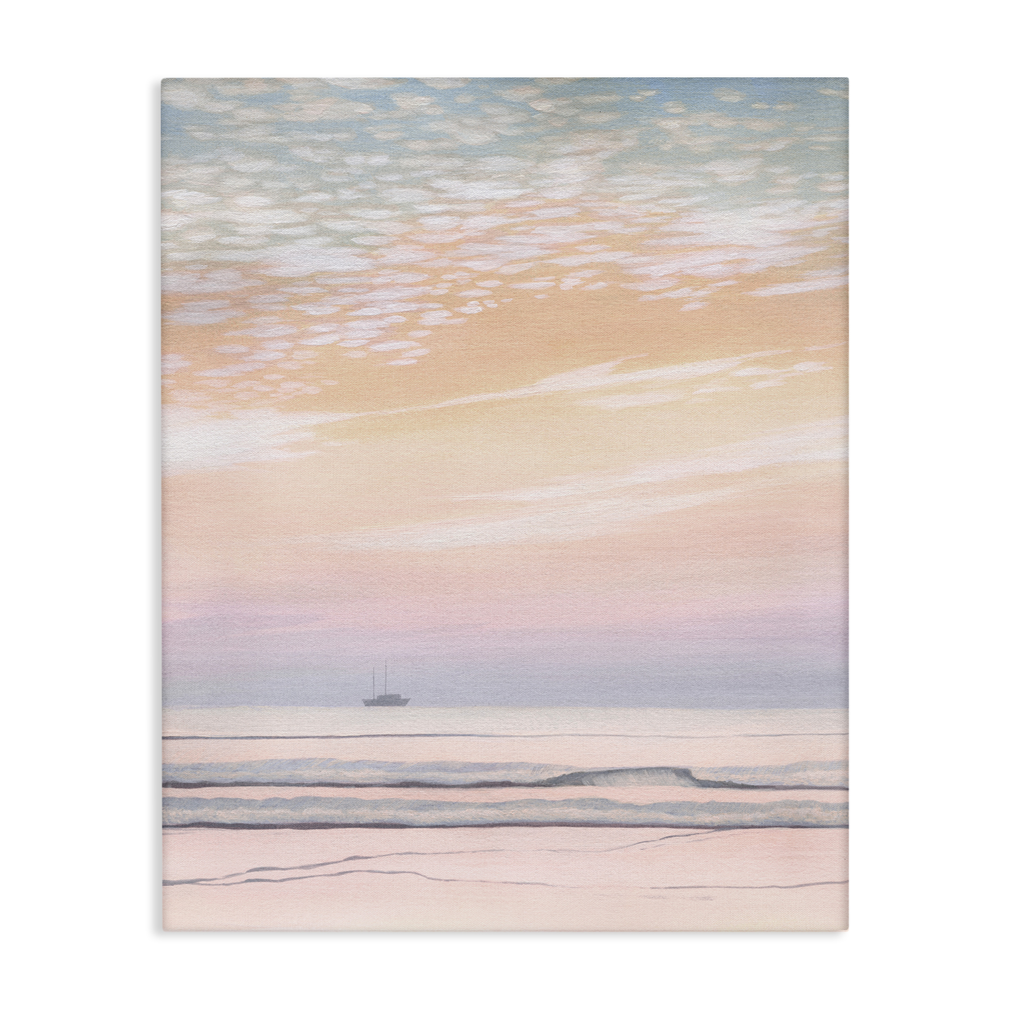 Stupell Industries Orange Sunrise & Boat Nautical & Beach Painting Wrapped Canvas Art Print Wall Art, 36 x 48