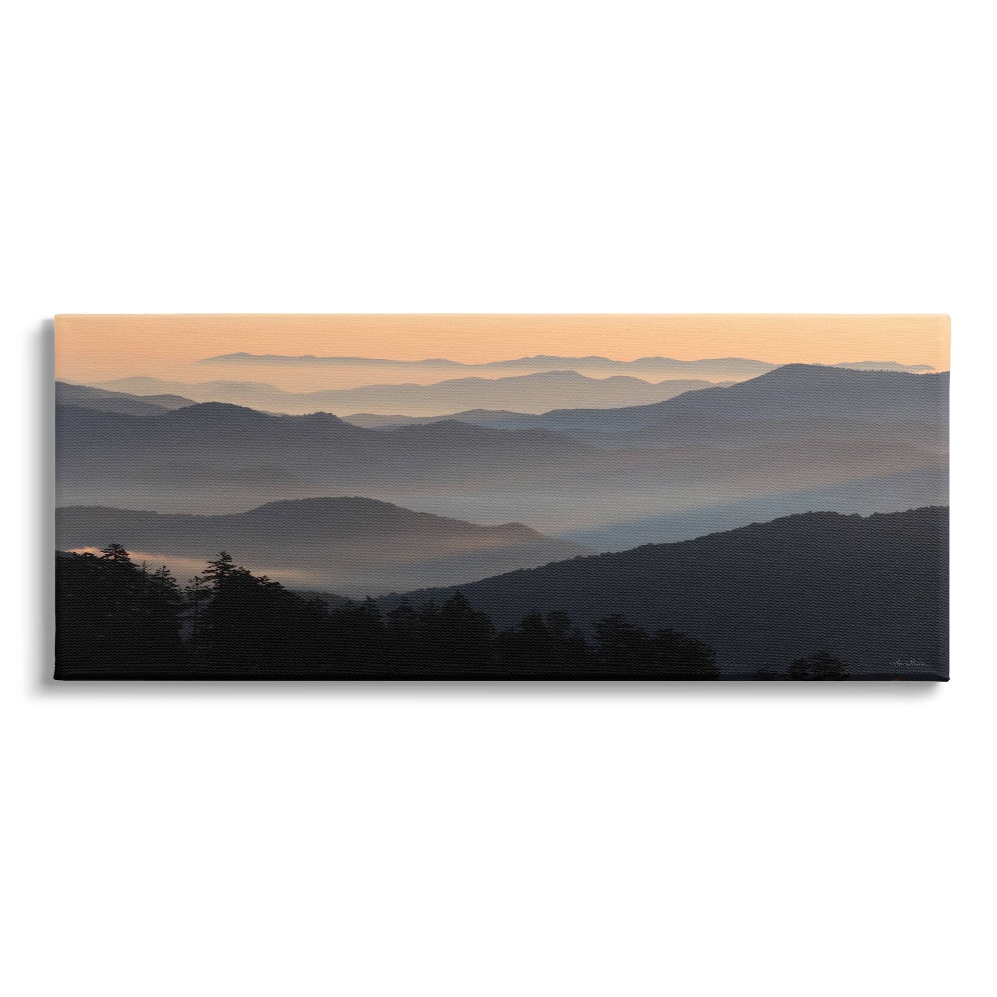 Stupell Industries Orange Sunrise Sunset Sky Mountain Range Silhouettes Canvas Wall Art, 48 x 20, Design by Lori Deiter