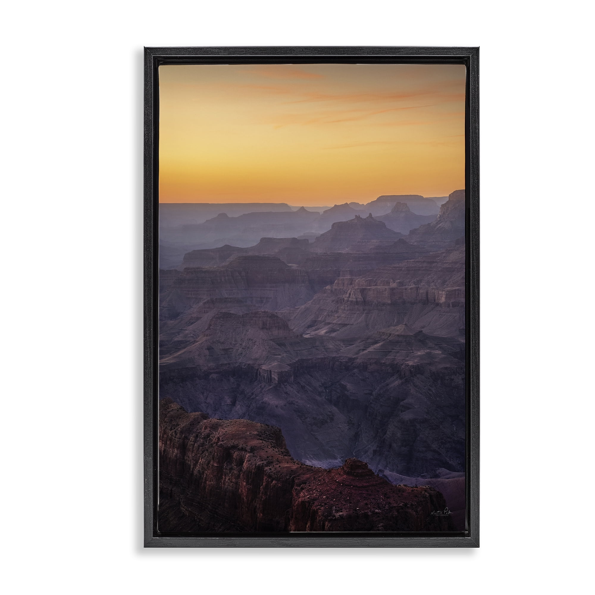 Stupell Industries Orange Sunset Canyon Landscape & Nature Photography Black Floater Framed Canvas Art Print Wall Art, 21 x 31