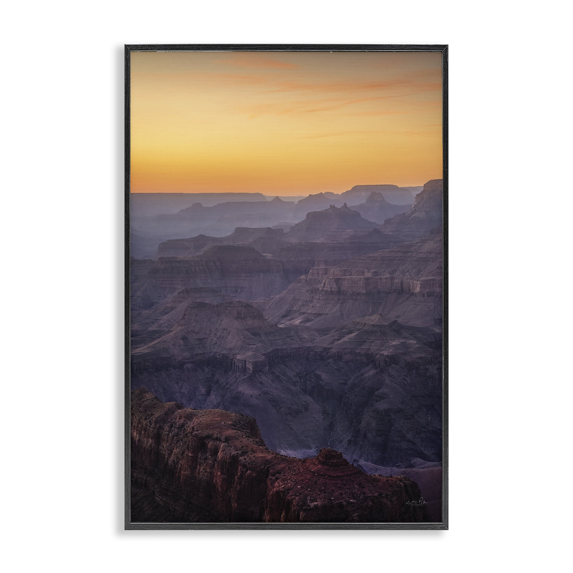Stupell Industries Orange Sunset Canyon Landscape & Nature Photography Black Framed Art Print Wall Art, 16 x 24
