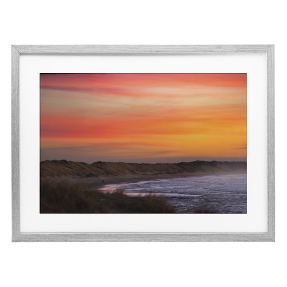 Stupell Industries Orange Sunset over Shoreline Gray Framed Print Under Glass design by Thomas Tepstad Berge, 17 x 23