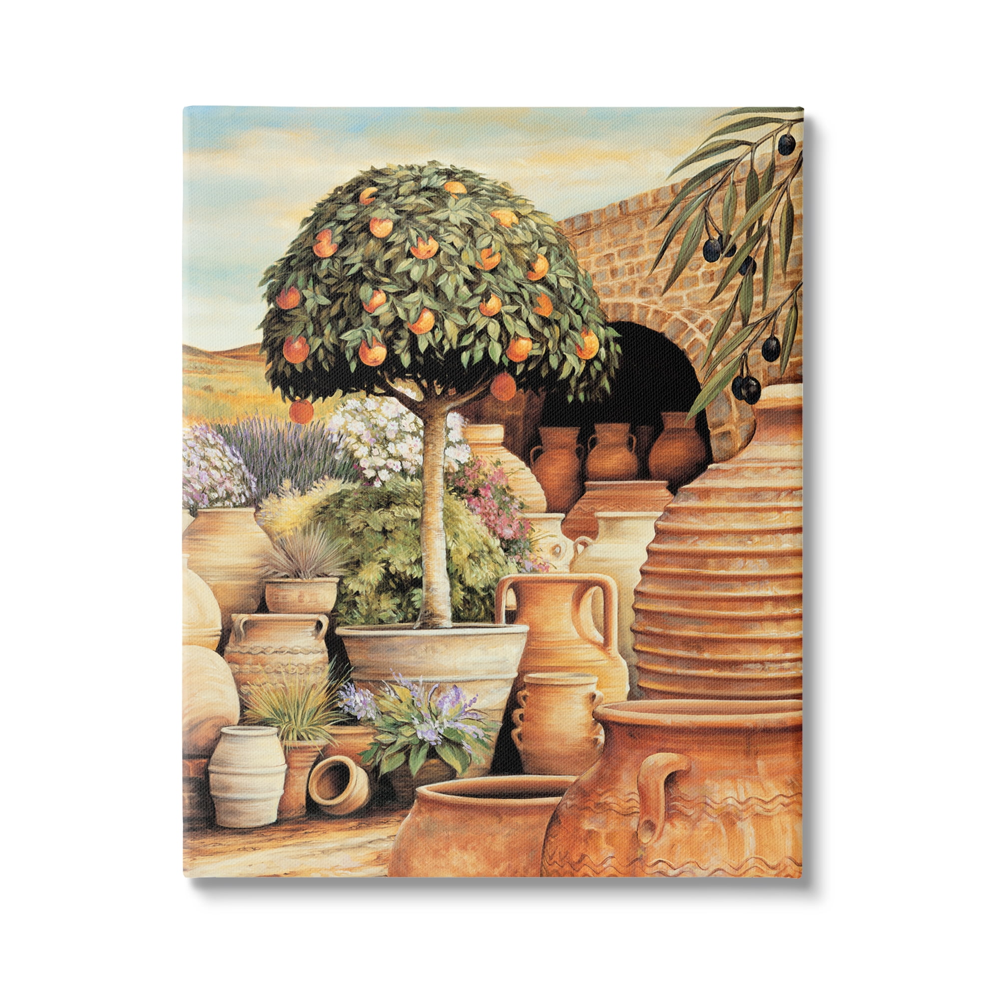 Stupell Industries Orange Tree & Pottery Scene Nature Painting Gallery Wrapped Canvas Print Wall Art, 30 x 40