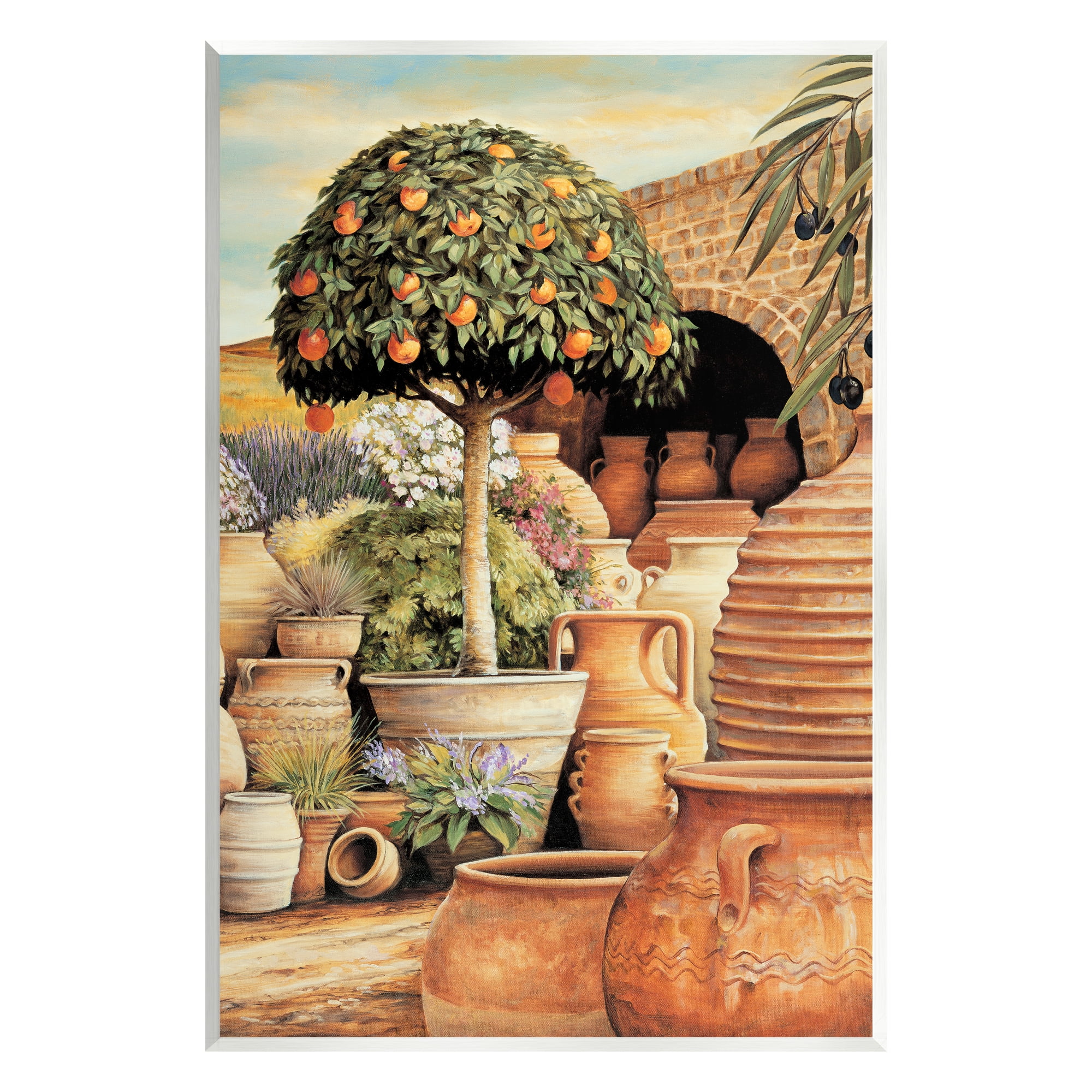 Stupell Industries Orange Tree & Pottery Scene Nature Painting Unframed Art Print Wall Art, 13 x 19