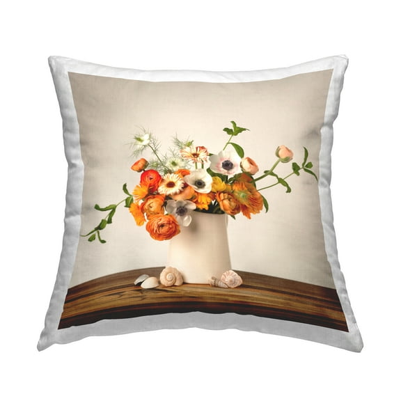 Stupell Industries Orange & White Still Life Decorative Printed Throw Pillow Design by Leah McLean.