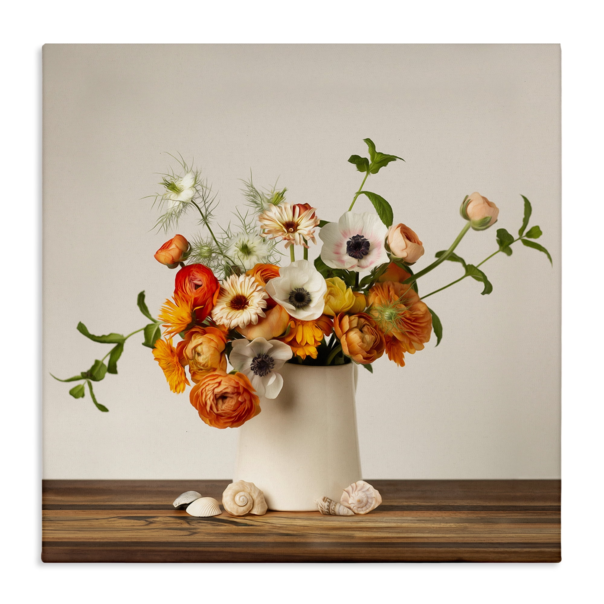 Stupell Industries Orange & White Still Life Plants & Flowers Painting Wrapped Canvas Art Print Wall Art, 24 x 24