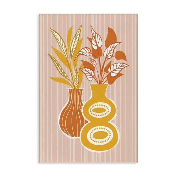 Stupell Industries Orange & Yellow Vases Floral Painting Wrapped Canvas Canvas Art Print Wall Art, 20 x 30