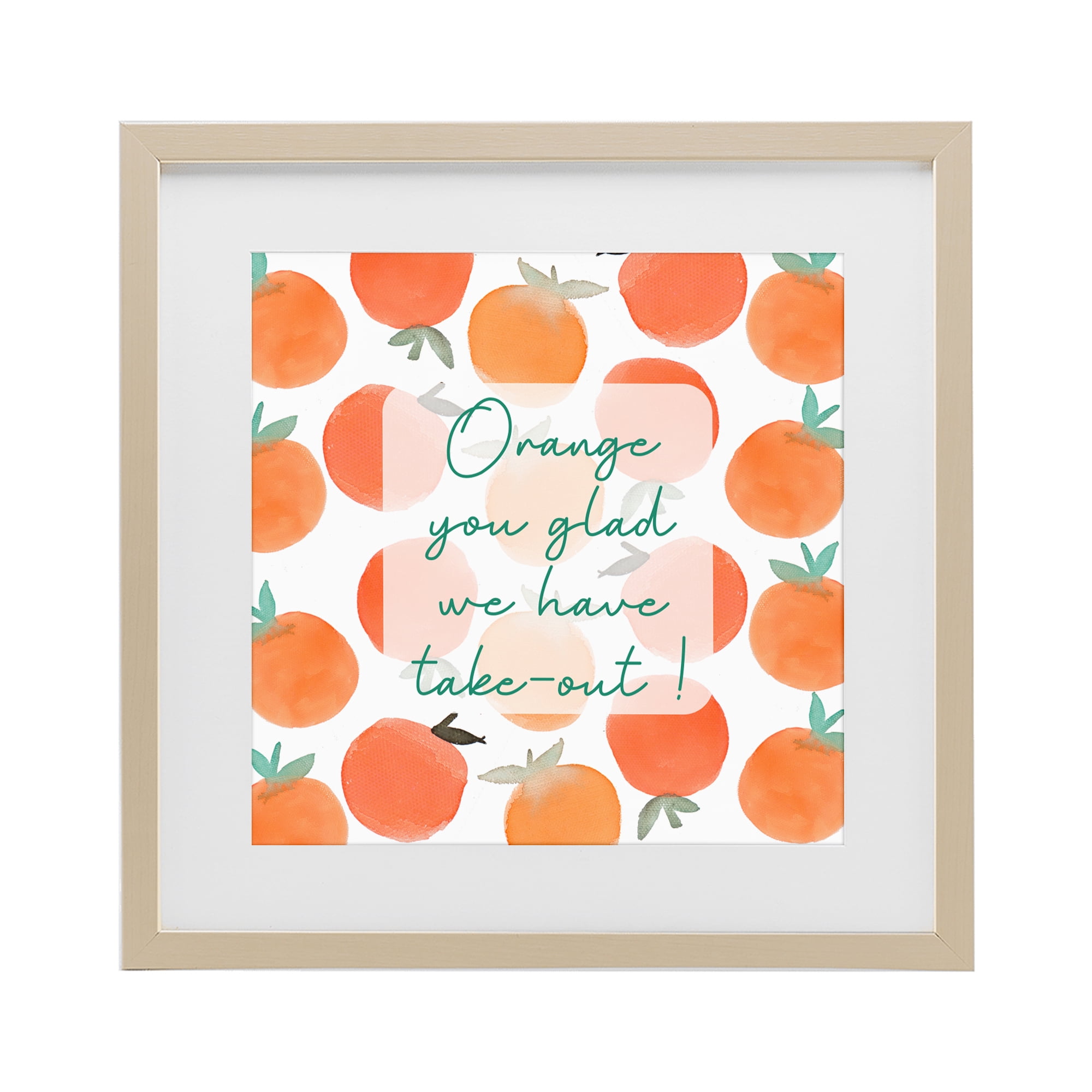 Stupell Industries Orange You Glad Birch Framed Print Under Glass, design by Emily Navas