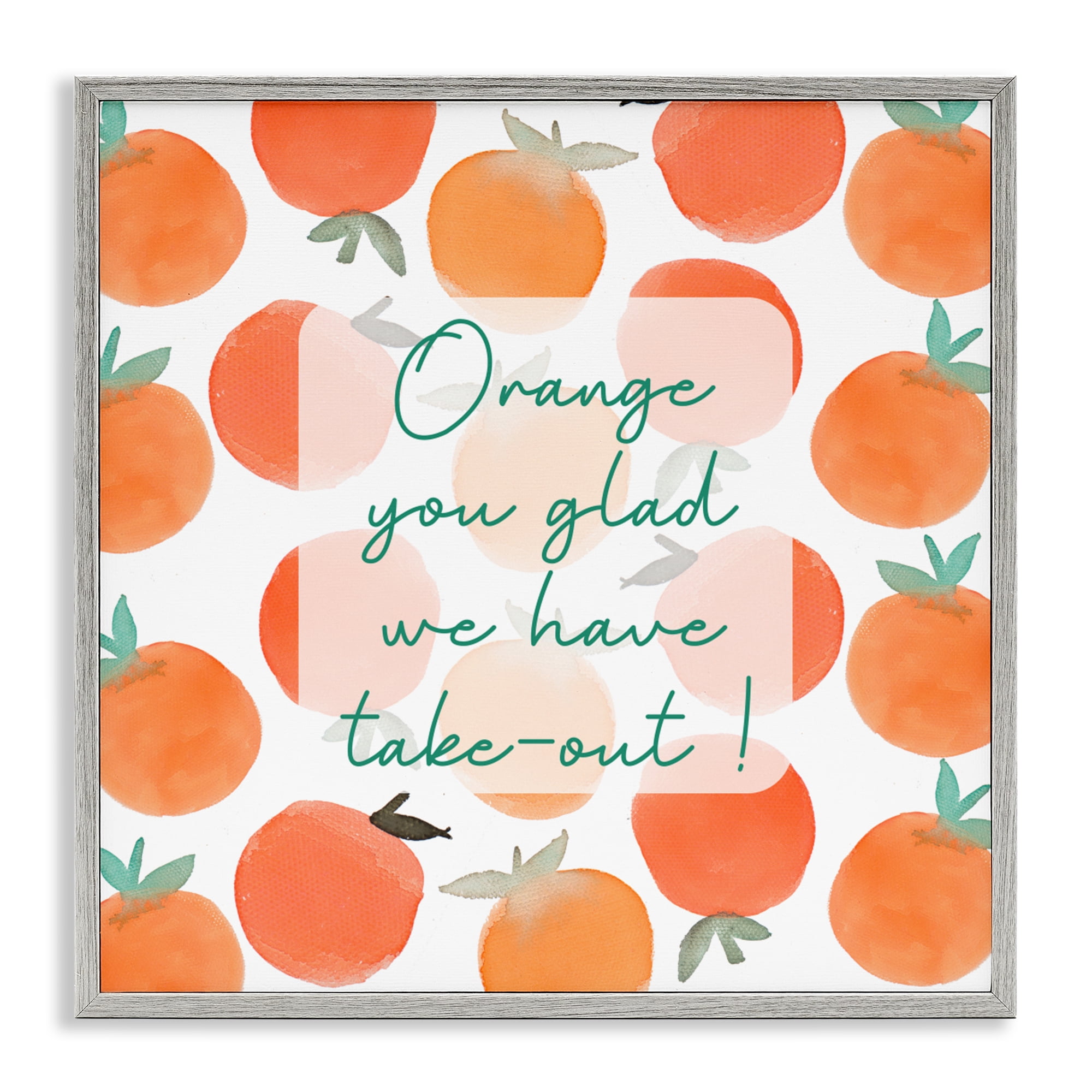 Stupell Industries Orange You Glad Gray Framed Giclee Art, design by Emily Navas