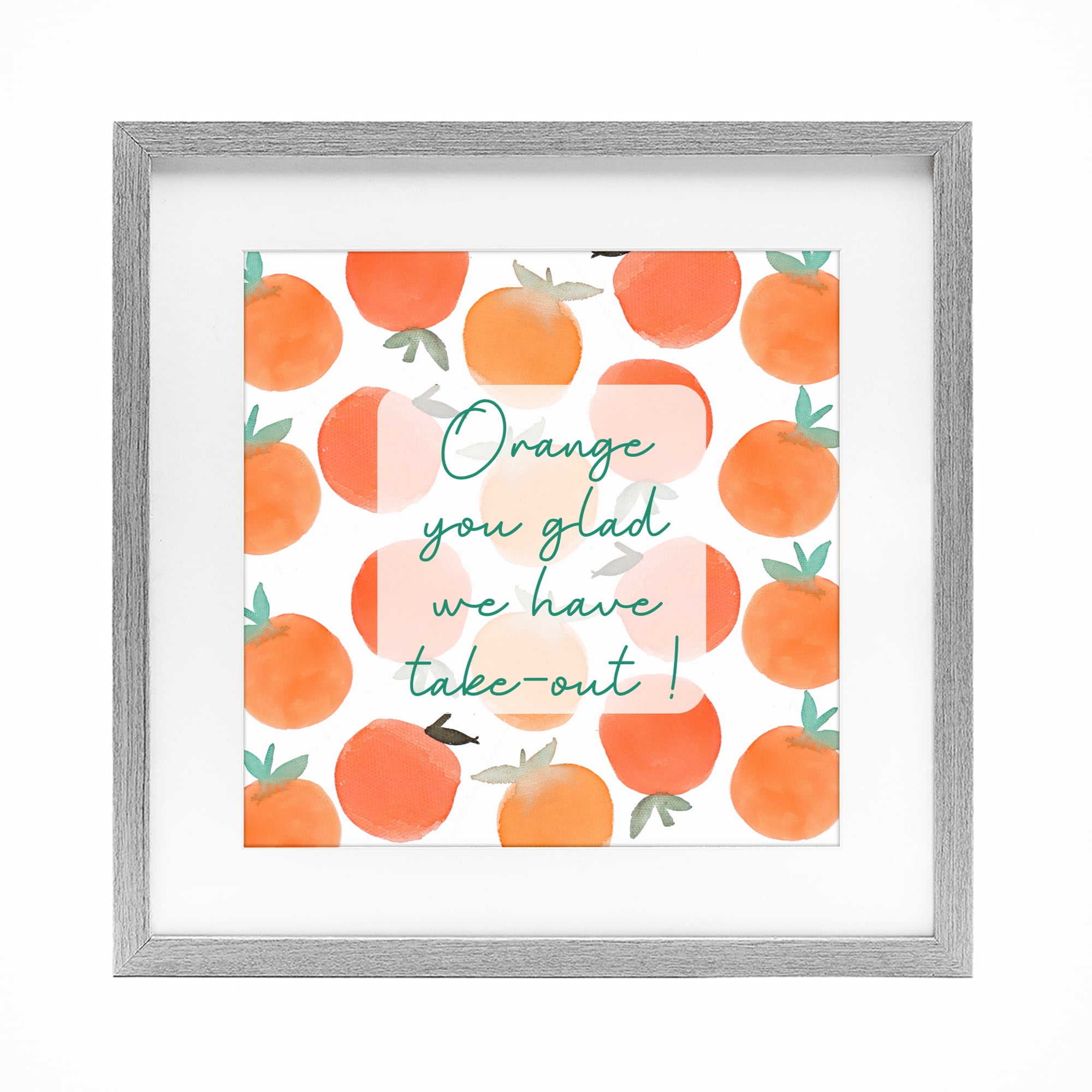 Stupell Industries Orange You Glad Gray Framed Print Under Glass, design by Emily Navas