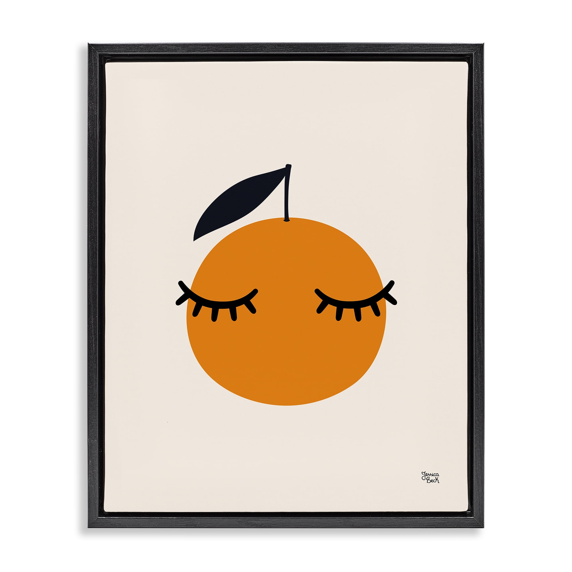 Stupell Industries Orange with Eyelashes Food & Beverage Painting Black Floater Framed Canvas Art Print Wall Art, 25 x 31