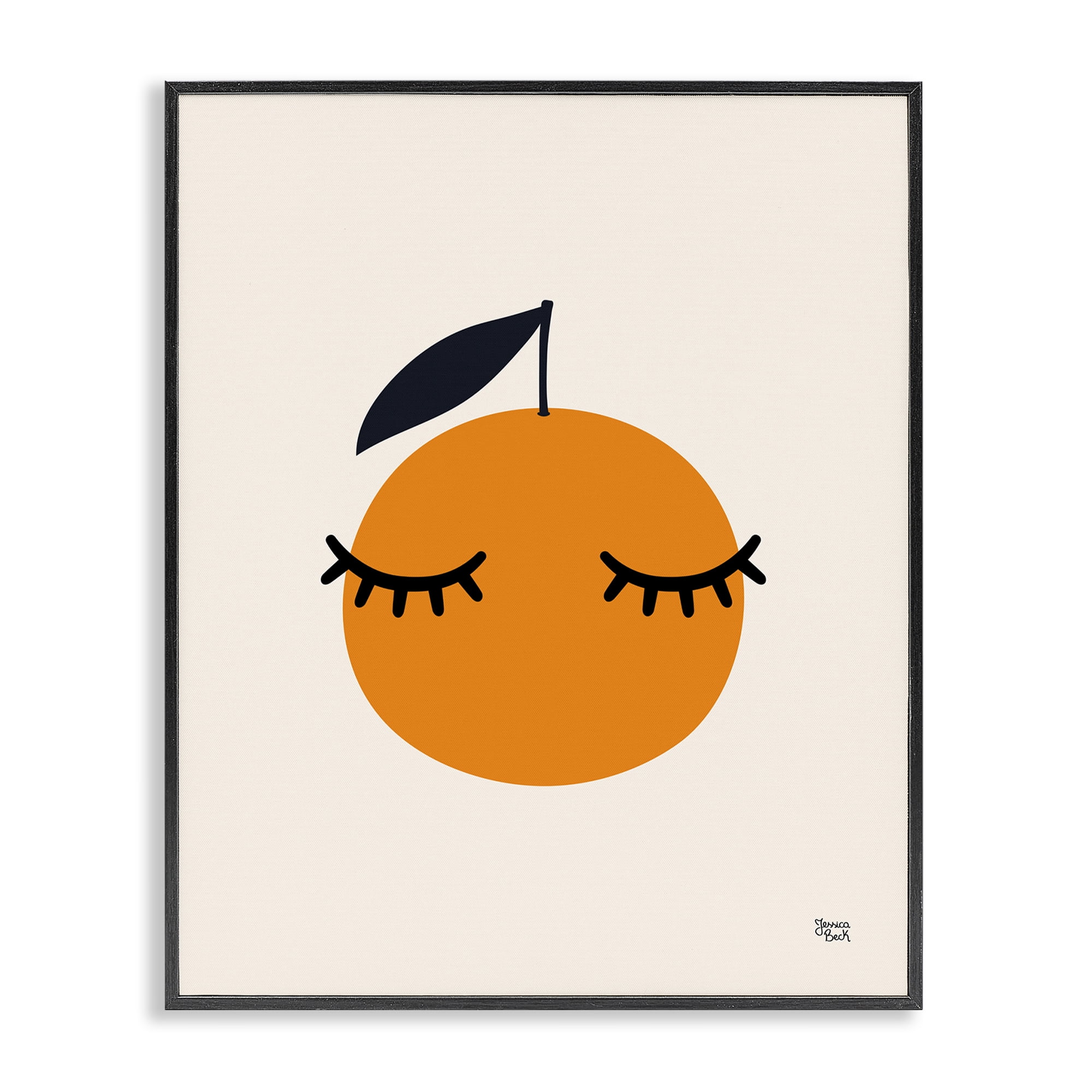 Stupell Industries Orange with Eyelashes Food & Beverage Painting Black Framed Art Print Wall Art, 24 x 30