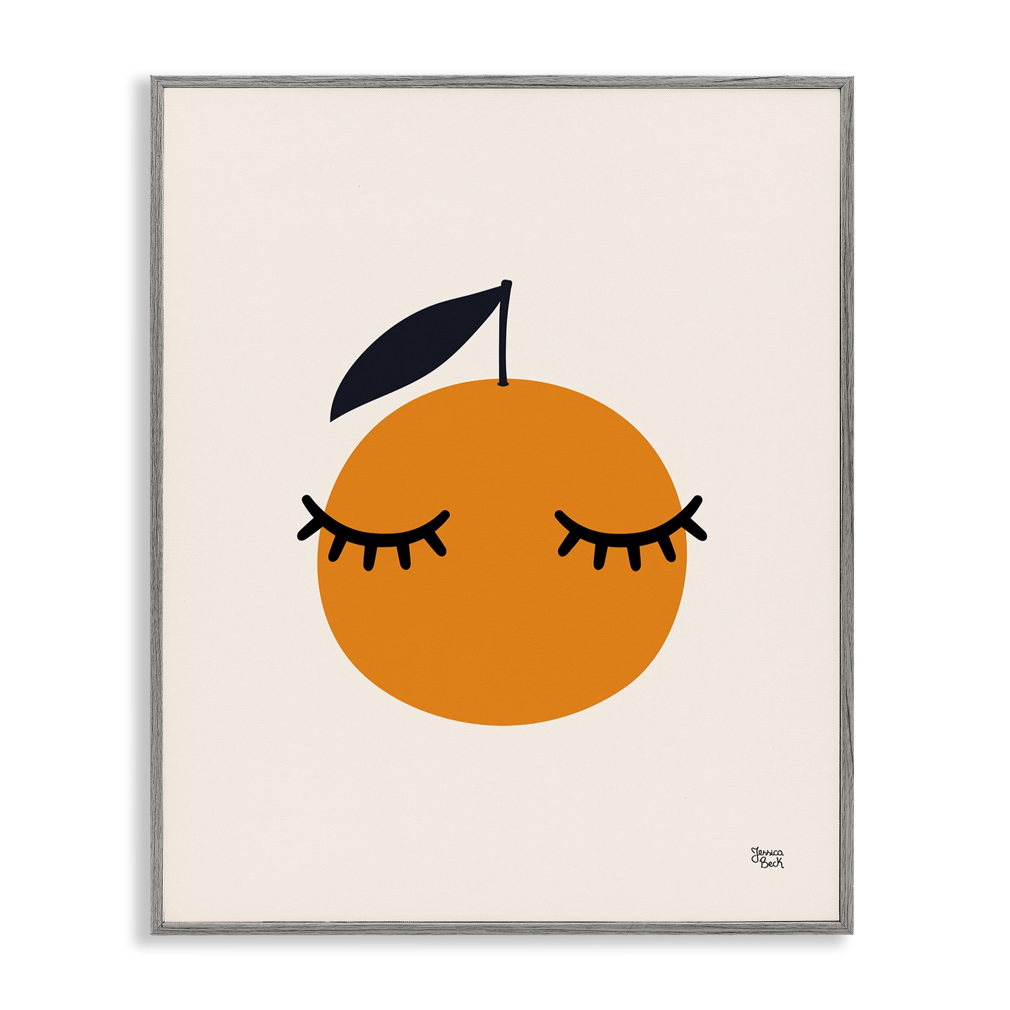 Stupell Industries Orange with Eyelashes Food & Beverage Painting Gray Framed Art Print Wall Art, 24 x 30