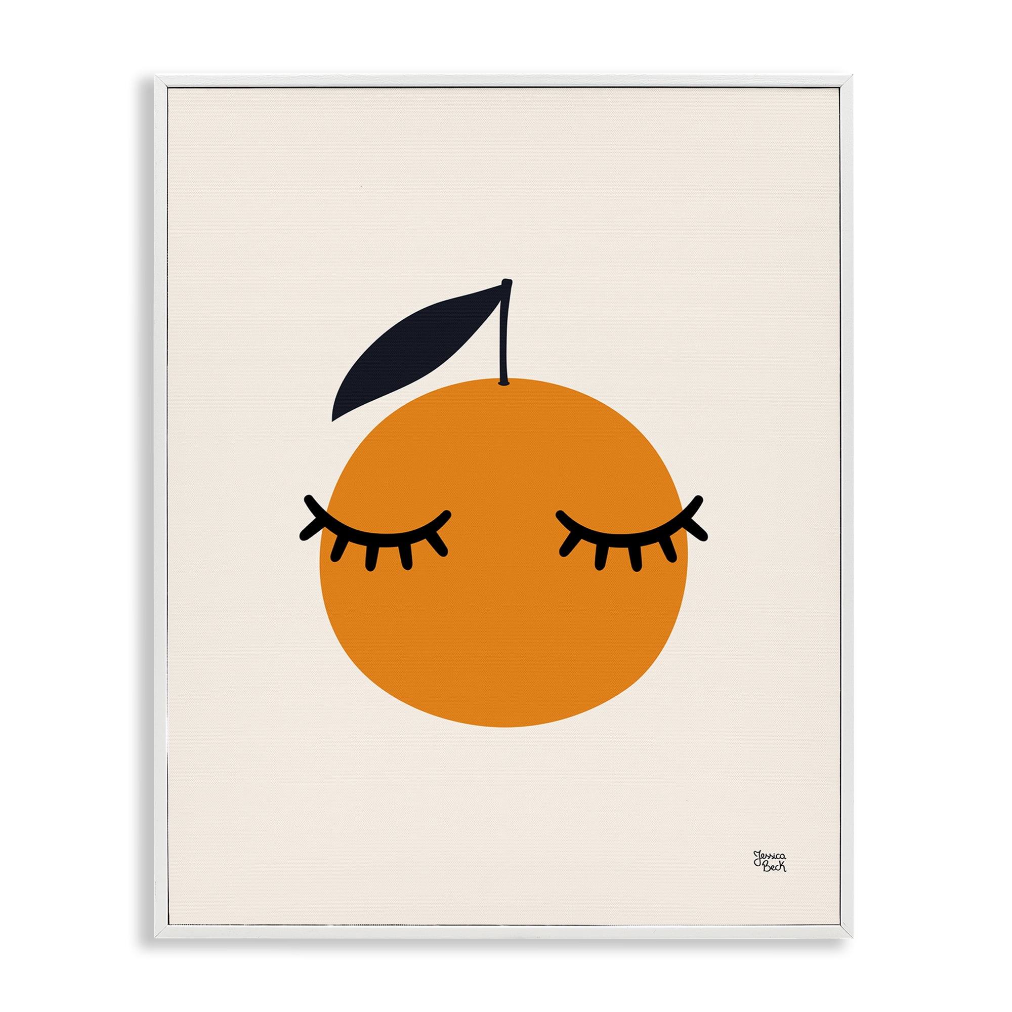 Stupell Industries Orange with Eyelashes Food & Beverage Painting White Framed Art Print Wall Art, 11 x 14