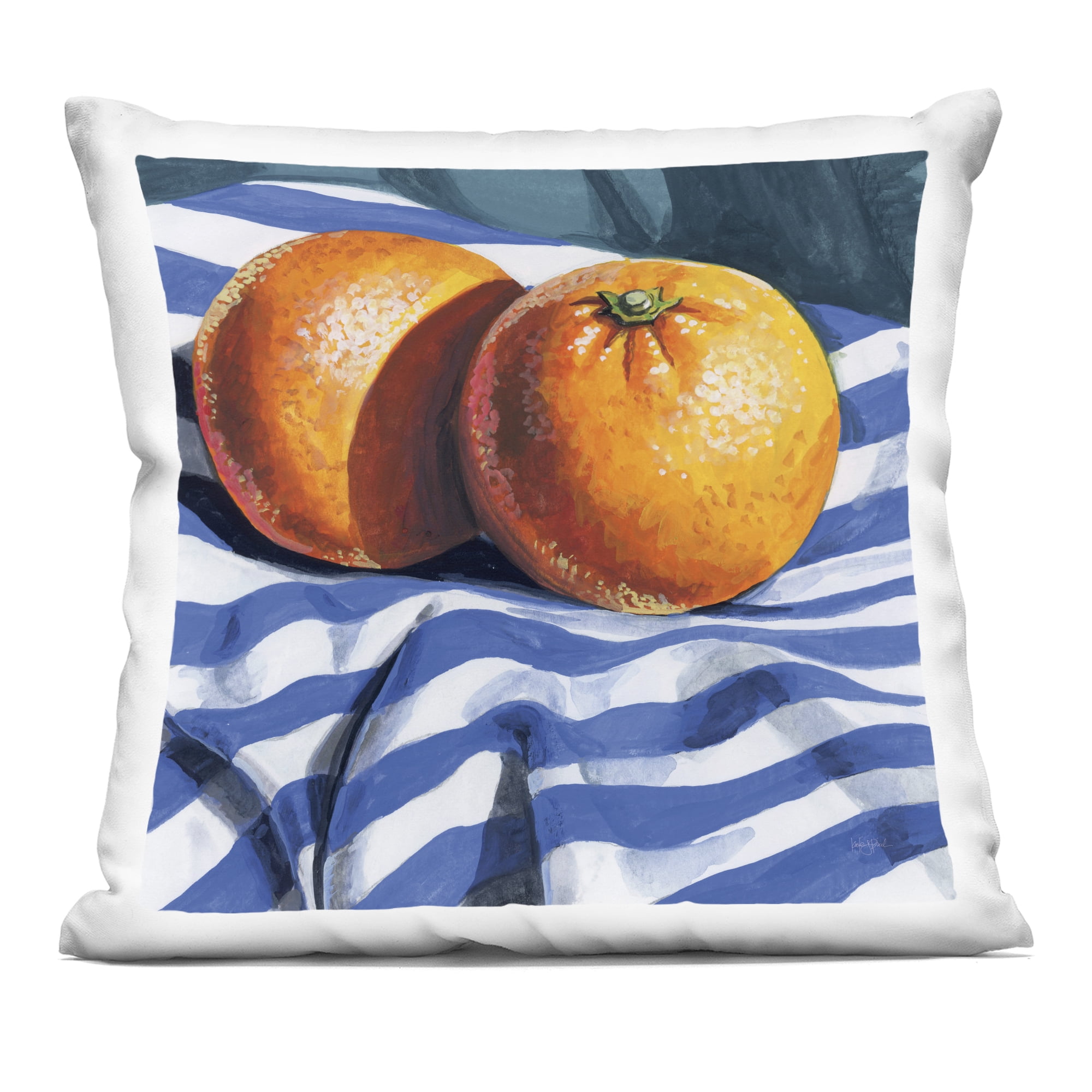 Stupell Industries Oranges On Striped Cloth Decorative Printed Throw Pillow, design by Kate Jarvik Birch