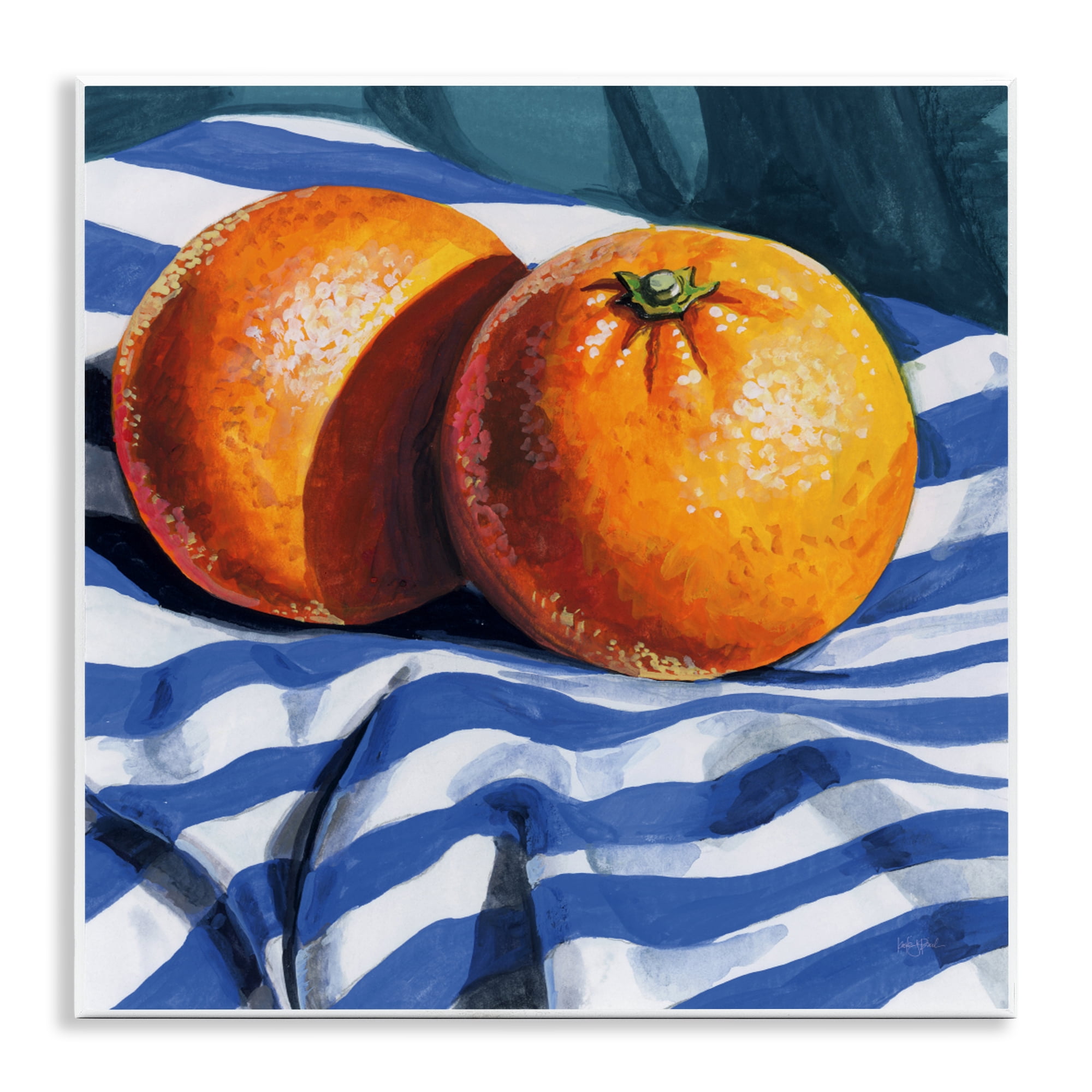 Stupell Industries Oranges On Striped Cloth Wall Plaque Art, design by Kate Jarvik Birch