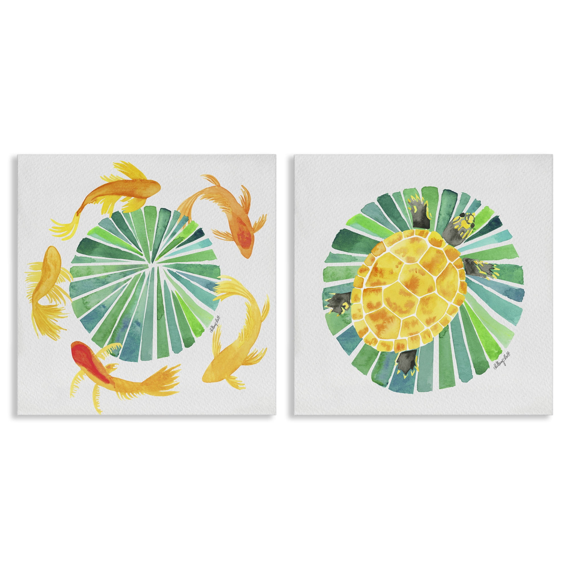 Stupell Industries Orbital Aquatic Creatures 2 Piece Canvas Wall Art Set, design by Hillary Holt