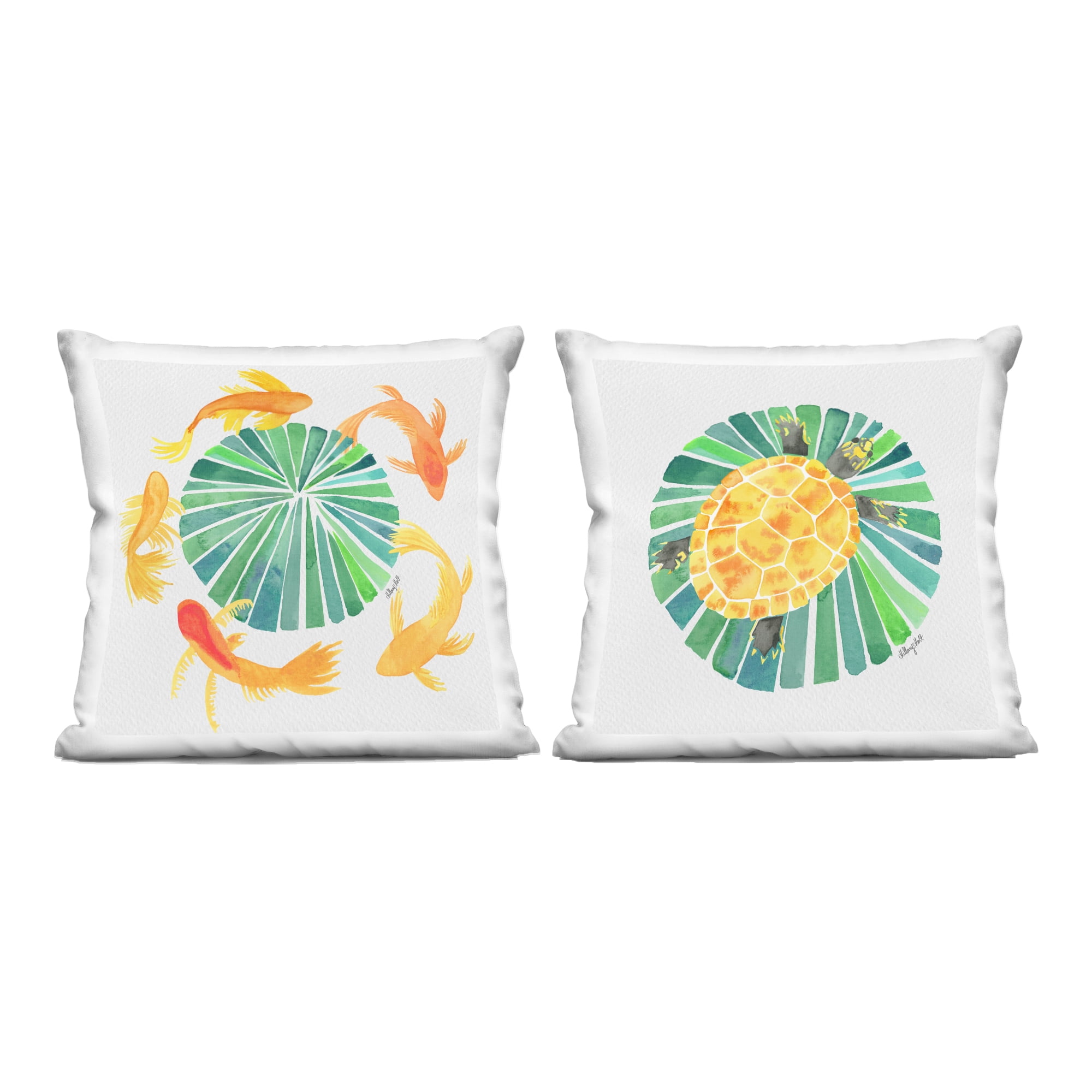 Stupell Industries Orbital Aquatic Creatures 2 Piece Decorative Printed Throw Pillow Set, design by Hillary Holt, 18 x 7 x 18