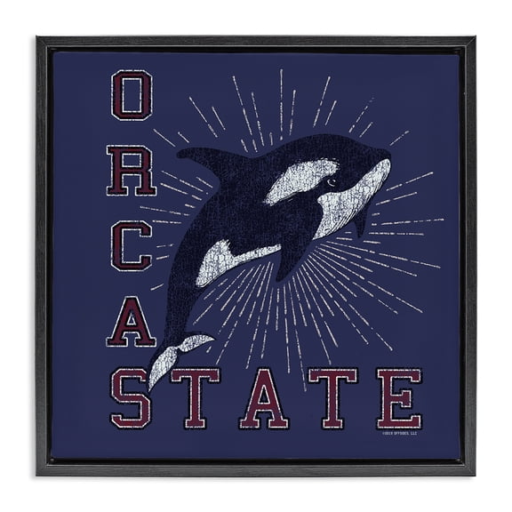 Stupell Industries Orca State Varsity Animals Painting Black Floater Framed Canvas Art Print Wall Art, 25 x 25