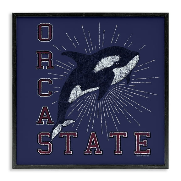 Stupell Industries Orca State Varsity Animals Painting Black Framed Art Print Wall Art, 12 x 12