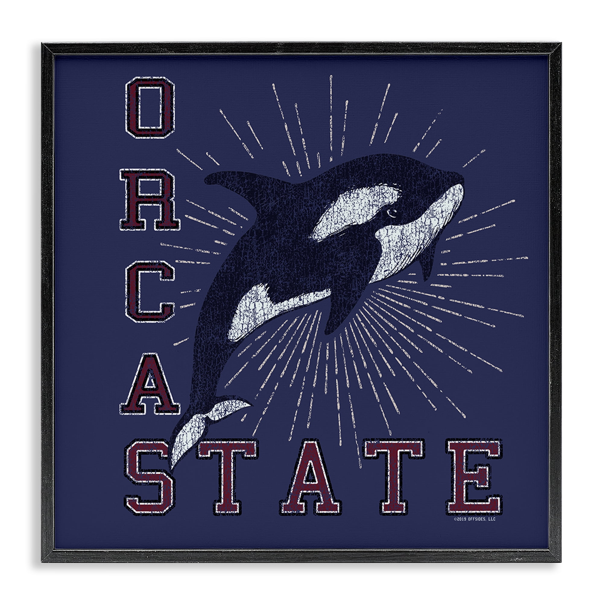 Stupell Industries Orca State Varsity Animals Painting Black Framed Art Print Wall Art, 24 x 24