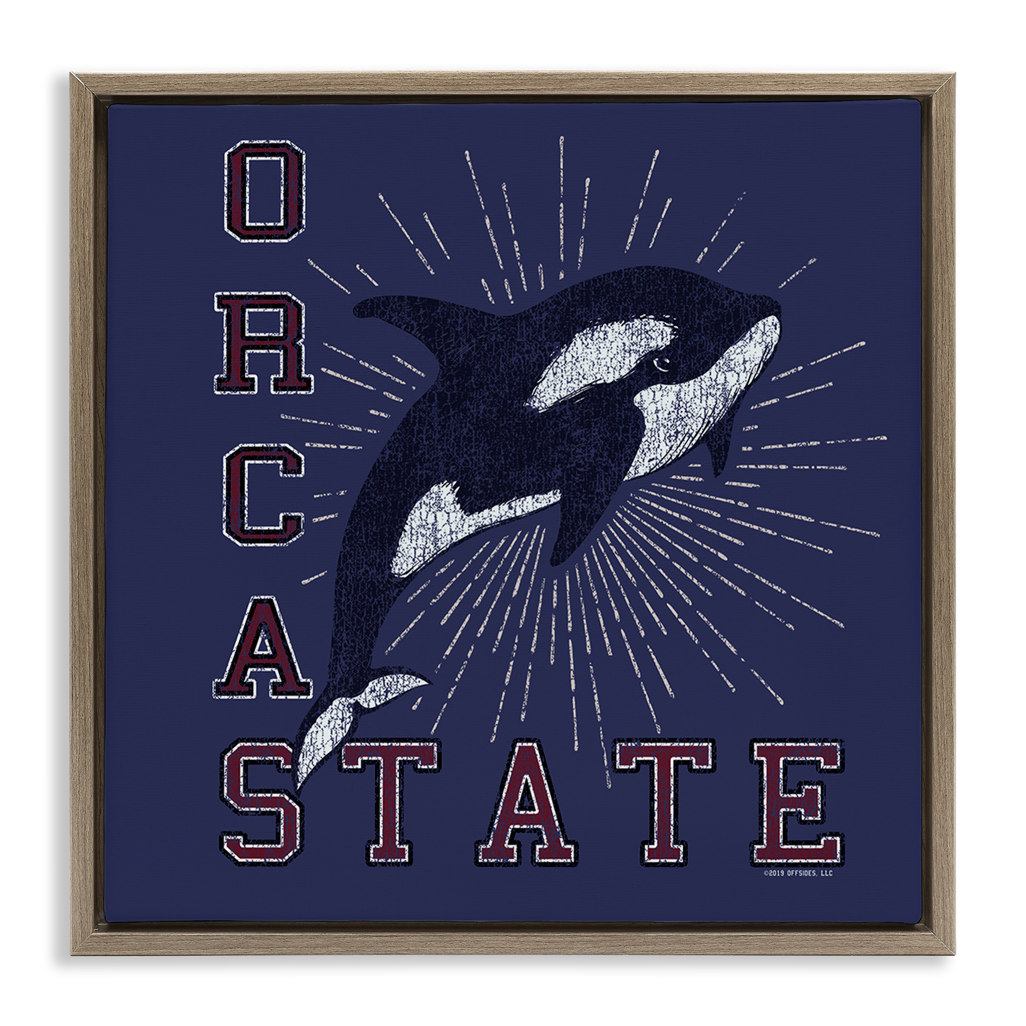 Stupell Industries Orca State Varsity Animals Painting Brown Floater Framed Canvas Art Print Wall Art, 18 x 18