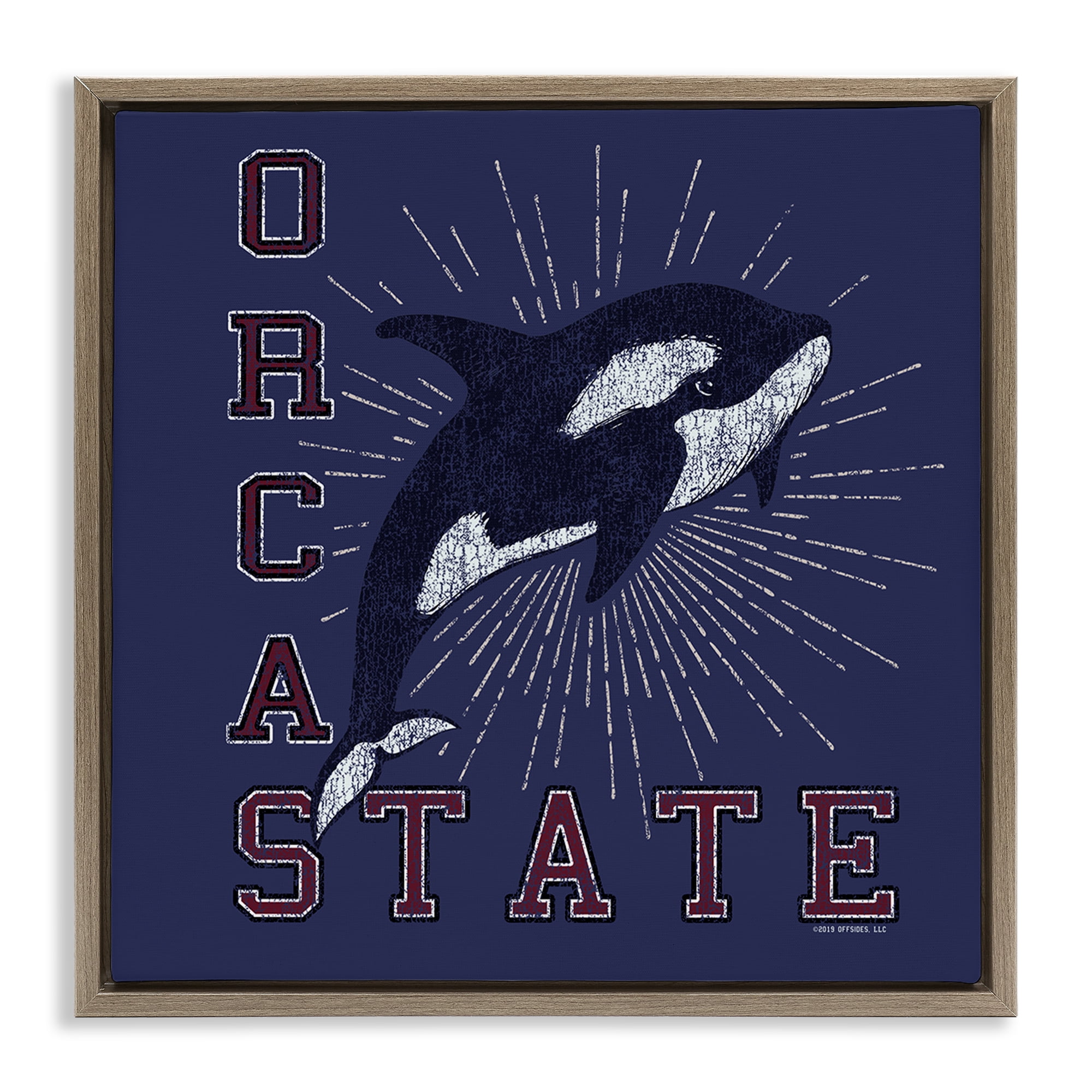 Stupell Industries Orca State Varsity Animals Painting Brown Floater Framed Canvas Art Print Wall Art, 25 x 25