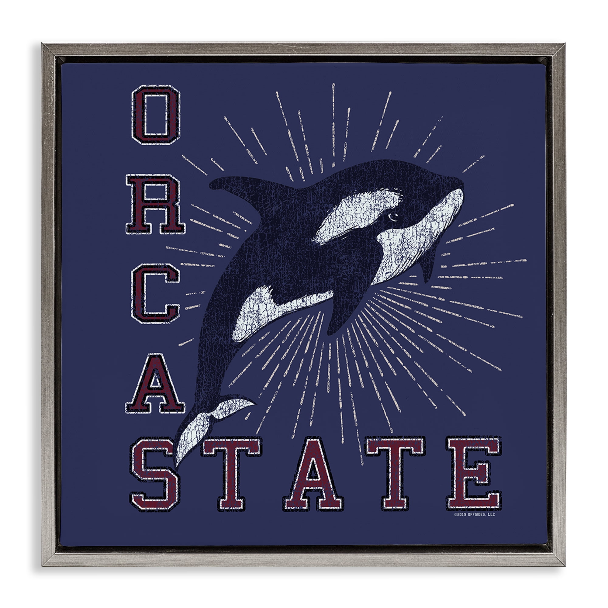 Stupell Industries Orca State Varsity Animals Painting Gray Floater Framed Canvas Art Print Wall Art, 25 x 25