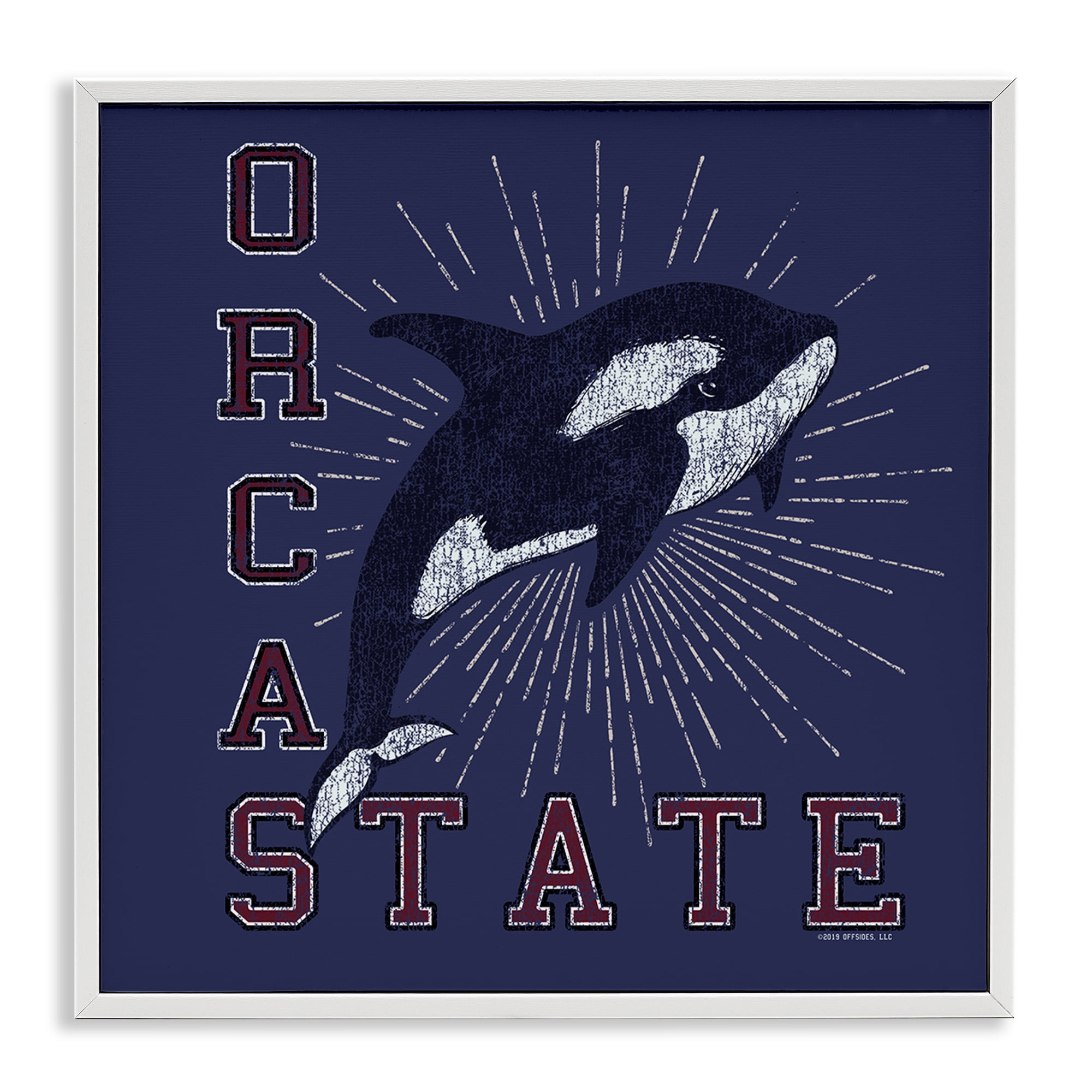 Stupell Industries Orca State Varsity Animals Painting White Framed Art Print Wall Art, 12 x 12