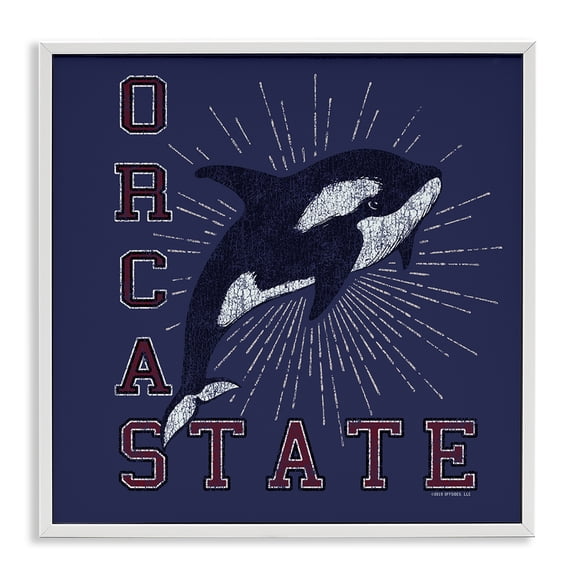 Stupell Industries Orca State Varsity Animals Painting White Framed Art Print Wall Art, 24 x 24