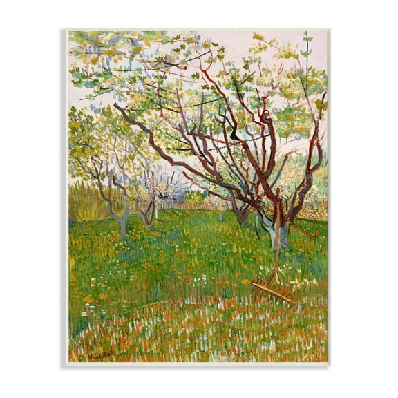 Stupell Industries Orchard Field Green Brown Van Gogh Classical Painting Wall Plaque by Vincent Van Gogh