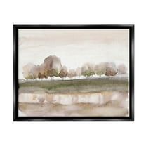 Stupell Industries Orchard Landscape Watercolor Scene Painting Jet Black Floating Framed Canvas Print Wall Art, Design by Nan