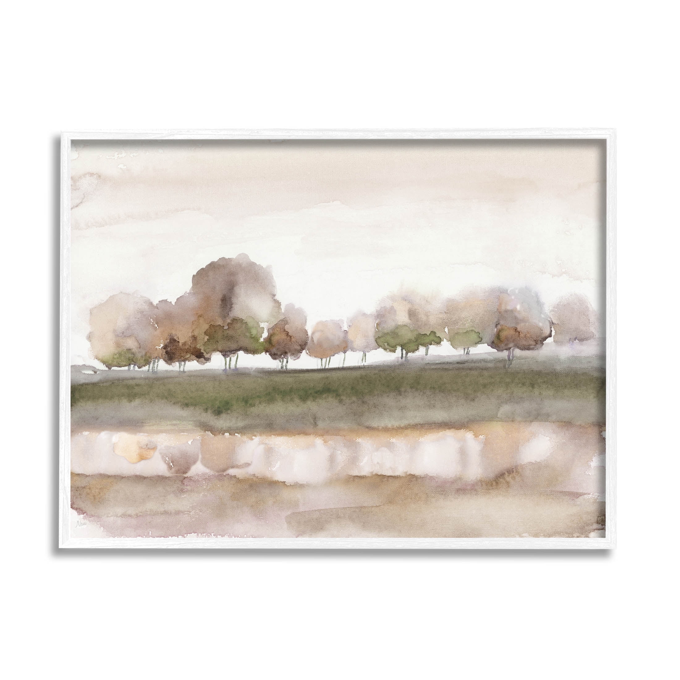 Stupell Industries Orchard Landscape Watercolor Scene Painting White Framed Art Print Wall Art, Design by Nan
