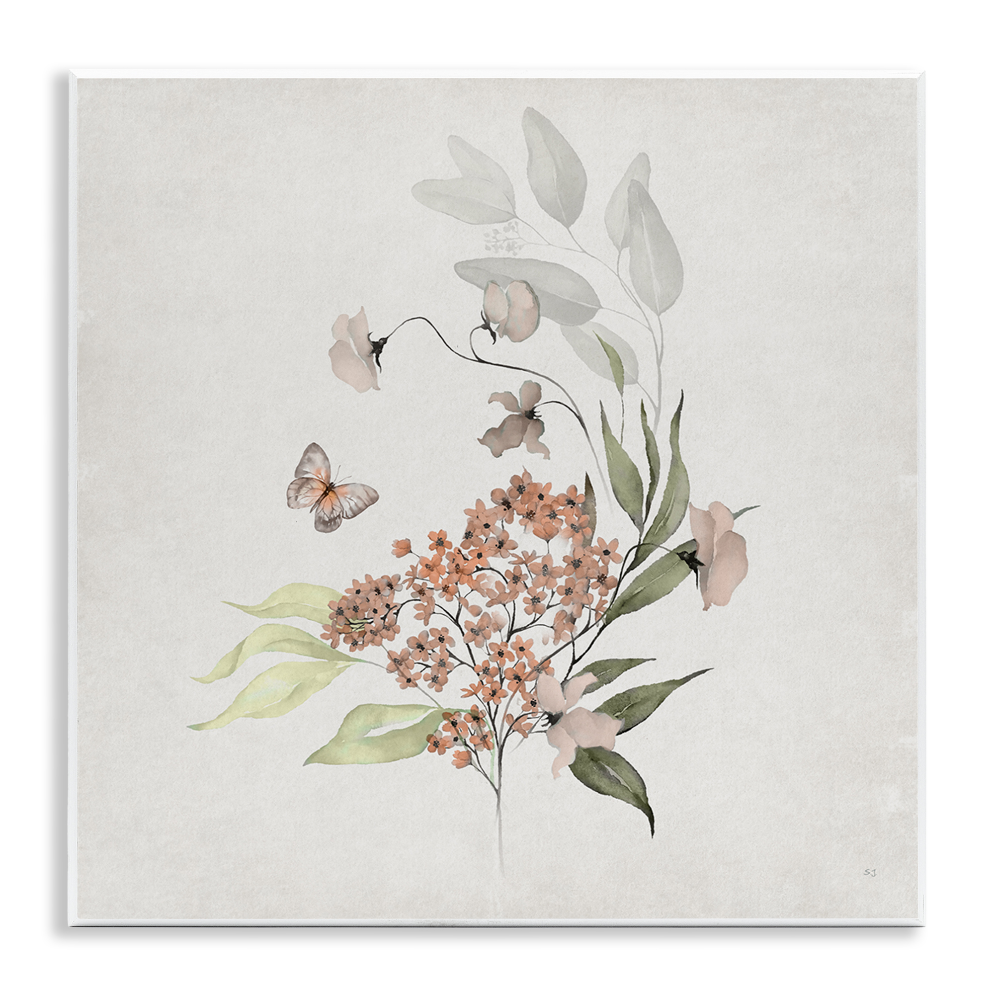 Stupell Industries Orchid Florals & Butterfly Plants & Flowers Painting Unframed Art Print Wall Art, 12 x 12