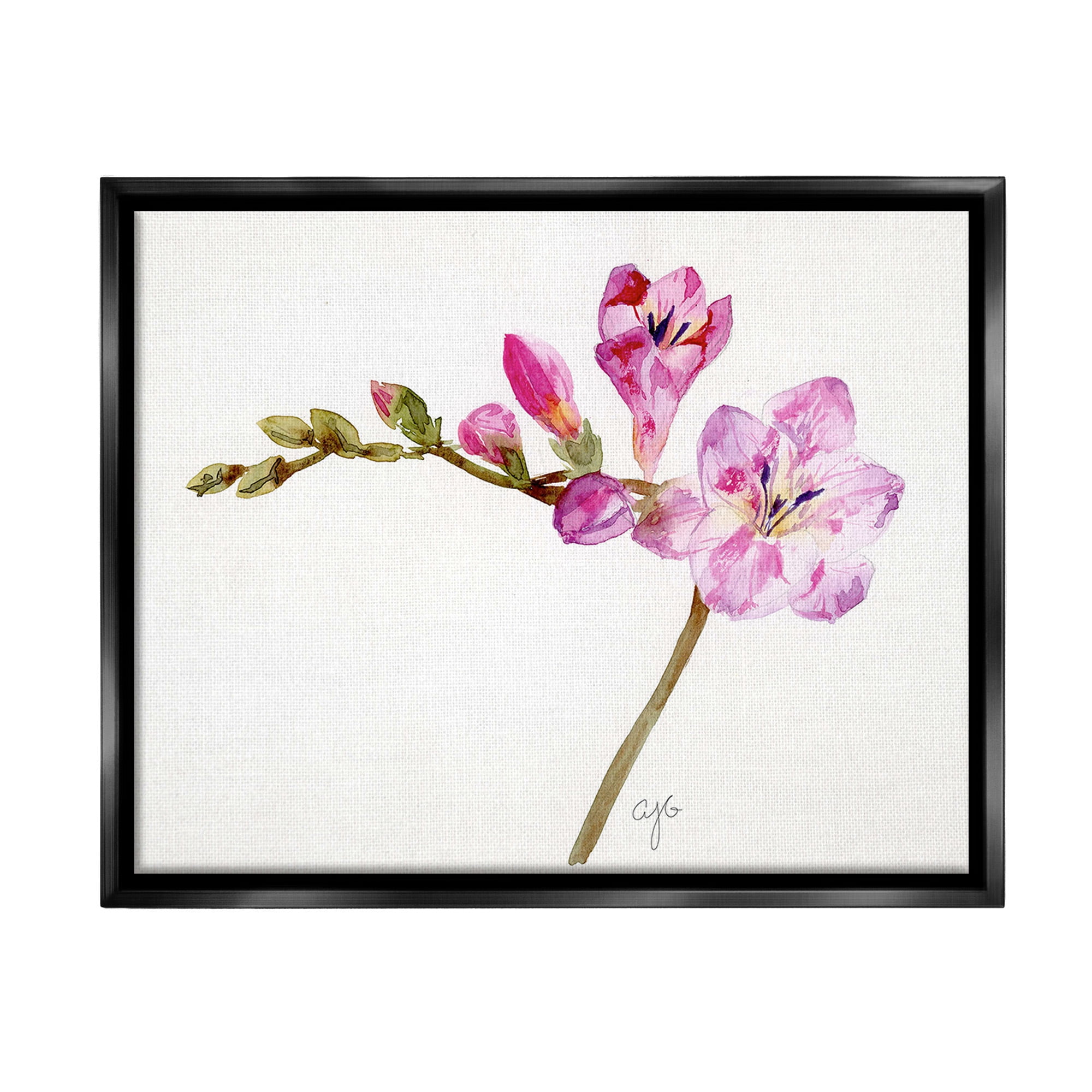Stupell Industries Orchid Flower Sprig Botanical & Floral Painting Black Floater Framed Canvas Art Print Wall Art, 31 x 25