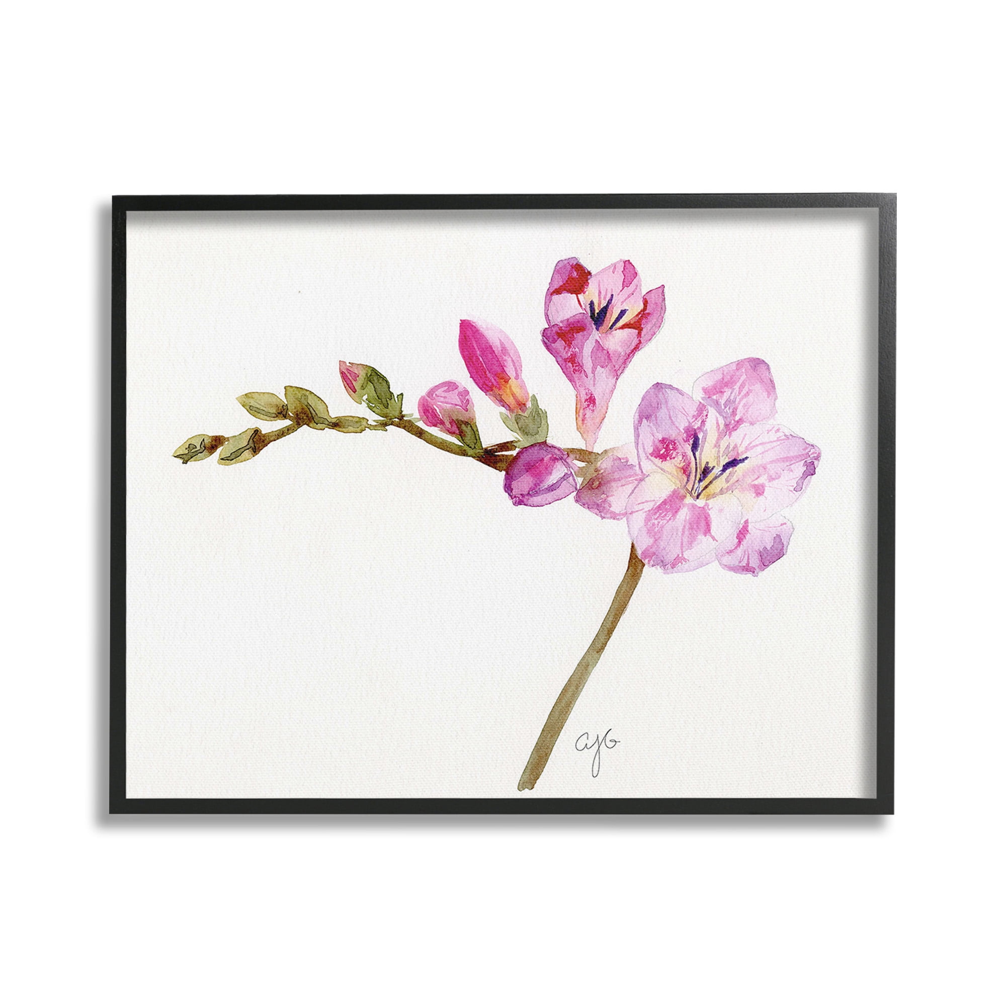 Stupell Industries Orchid Flower Sprig Botanical & Floral Painting Black Framed Art Print Wall Art, 20 x 16