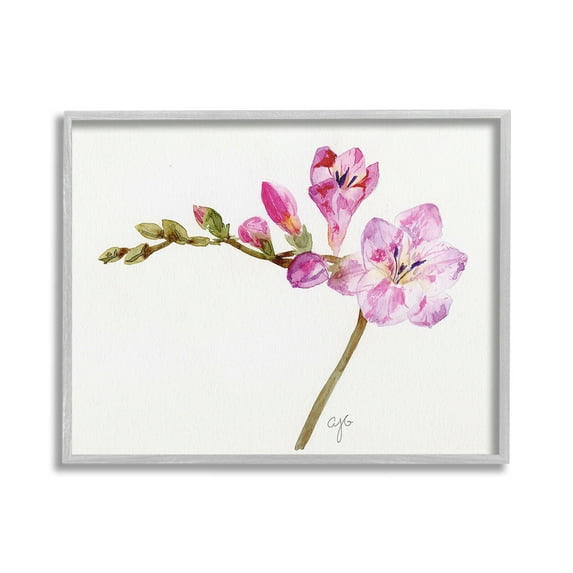 Stupell Industries Orchid Flower Sprig Botanical & Floral Painting Gray Framed Art Print Wall Art, 20 x 16