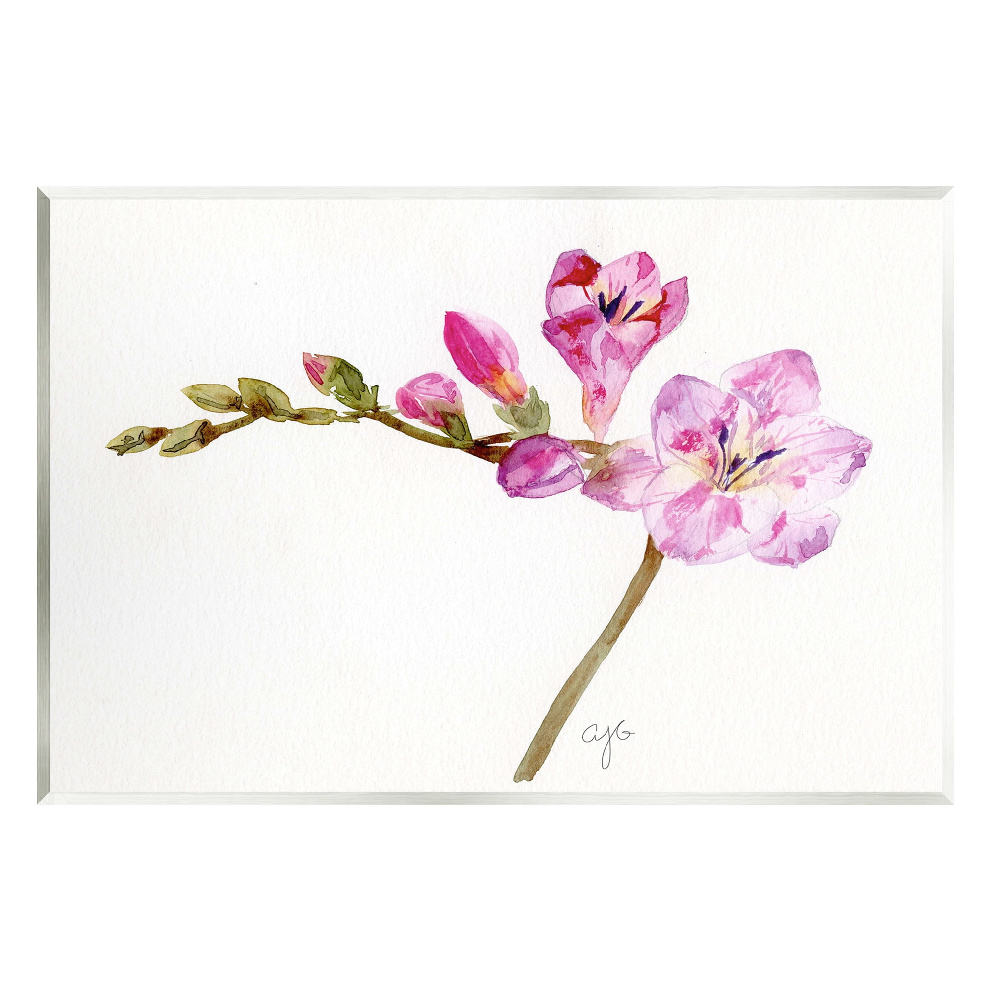 White Orchid Flower Sprig Wall Plaque Art on MDF Wood