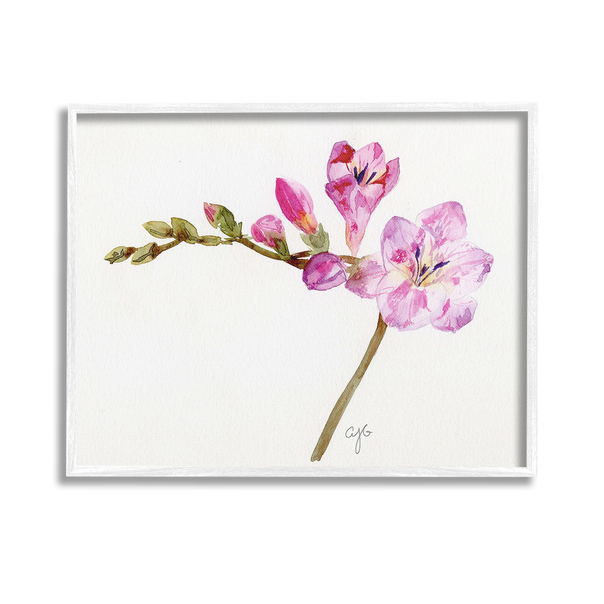 White Framed Abstract Orchid Flower Canvas Print, 14 x 11