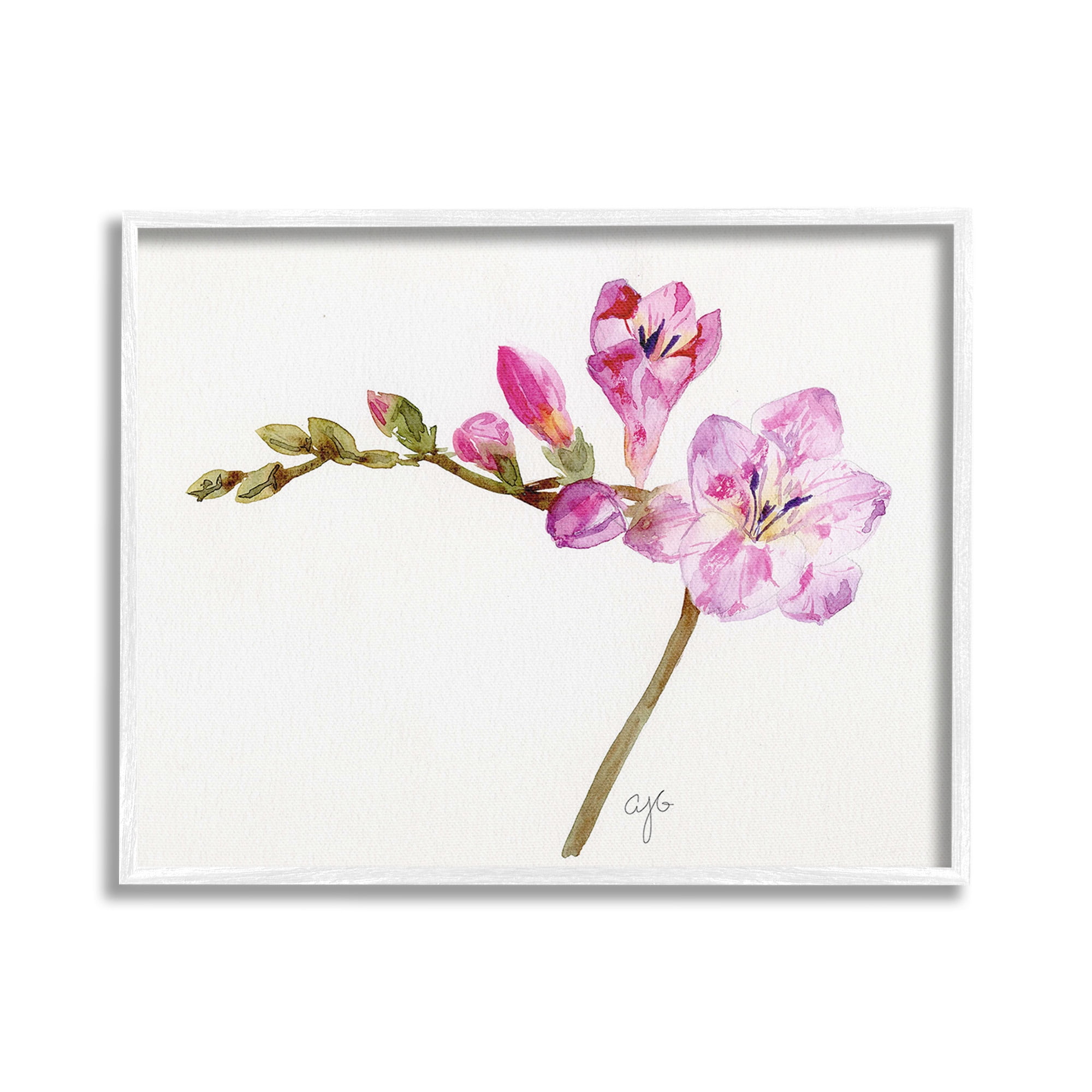 Stupell Industries Orchid Flower Sprig Botanical & Floral Painting White Framed Art Print Wall Art, 20 x 16